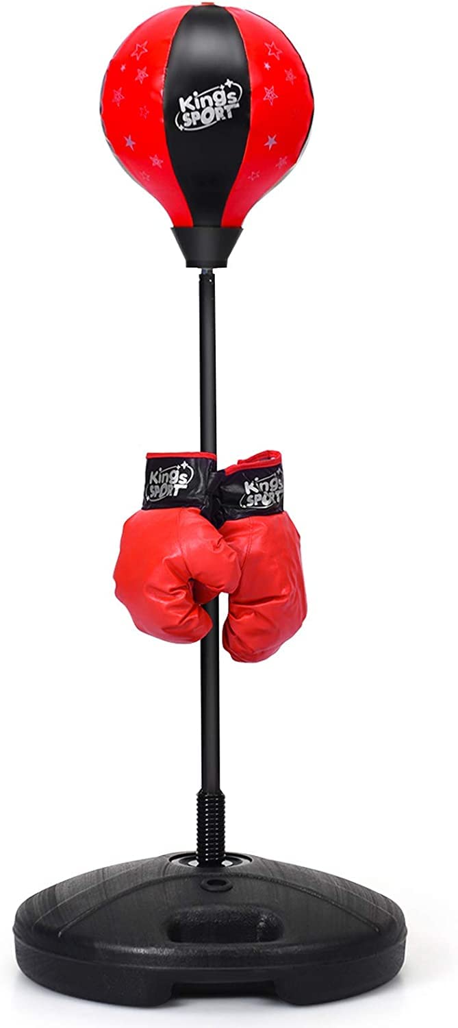 LDAILY Boxing Ball Set - Adjustable Height Punching Bag Stand with Boxing Gloves & Hand Pump for Kids & Adults - Perfect for Home Gym, Boxing Training, and Fitness Workouts