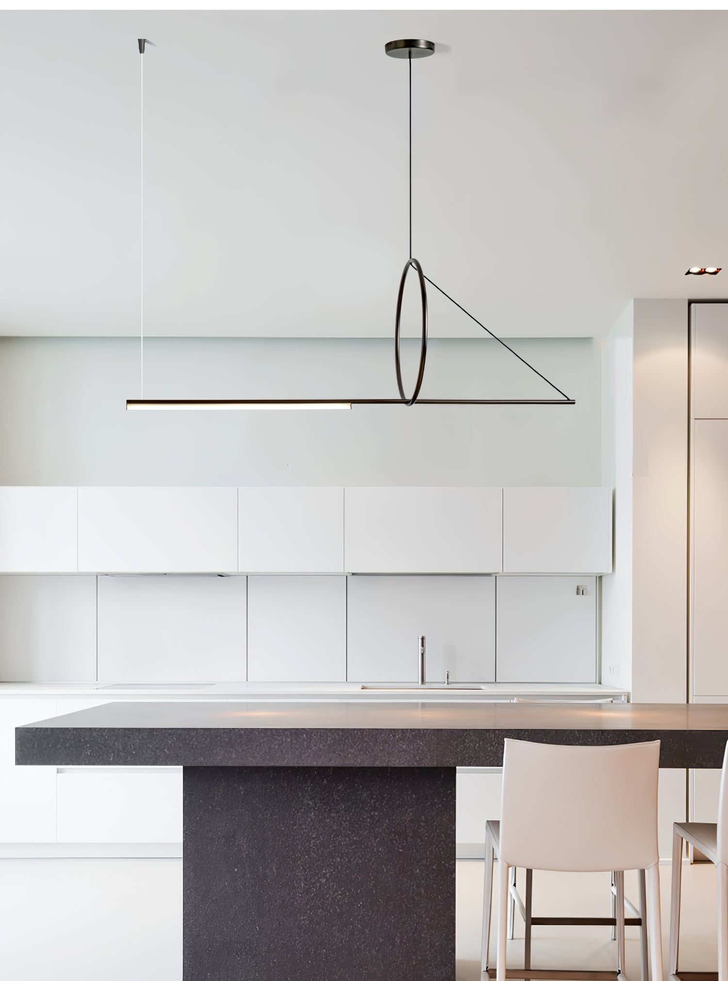 Modern Circle Trait Pendant Light - Minimalist Ceiling Fixture for Dining Room, Kitchen Island & Bedroom Lighting | Dimmable LED Hanging Lamp for Home Decor