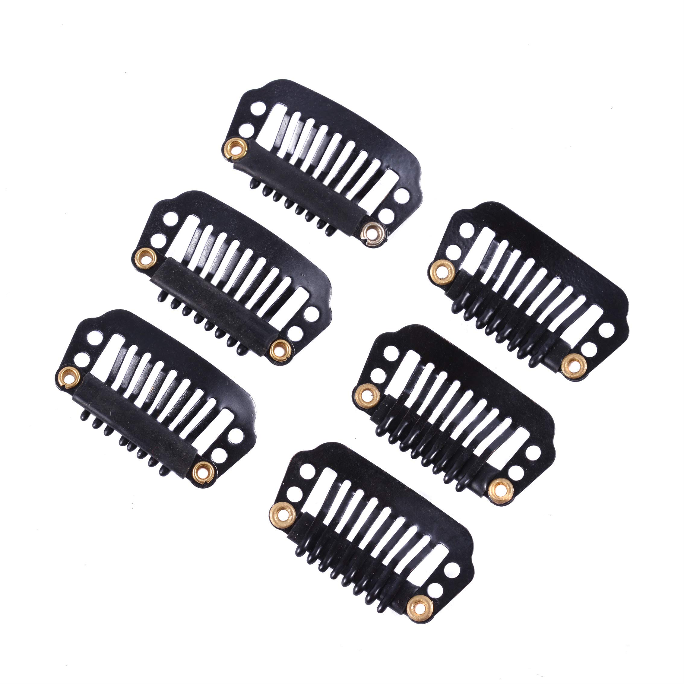 24-Piece 28mm 8-Tooth Metal Wig Clips with Rubber Snap - Black Hairpiece Accessories for Secure Hold - Perfect for Cosplay, Costumes & Daily Wear