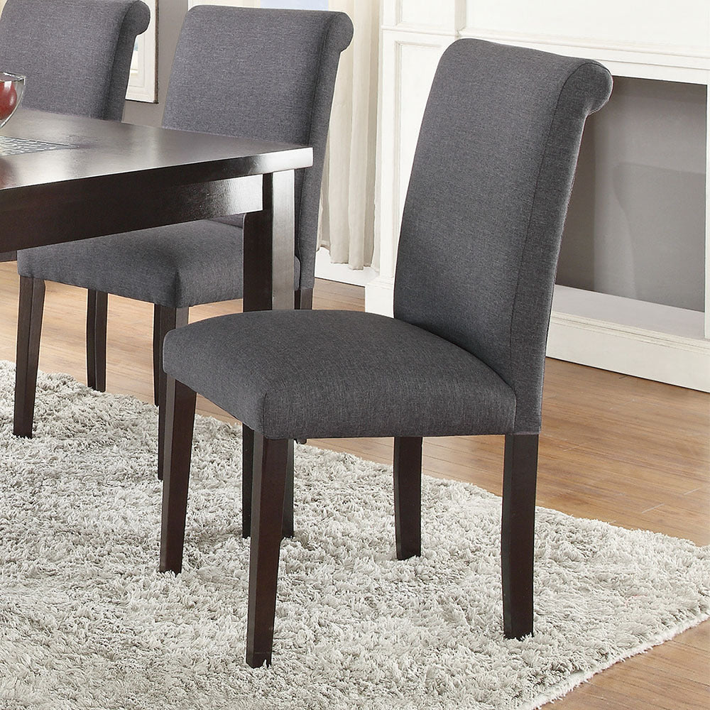 Blue Grey Fabric Dining Chairs Set of 2 - Modern Upholstered Kitchen Chairs for Dining Room, Breakfast Nook & Small Space