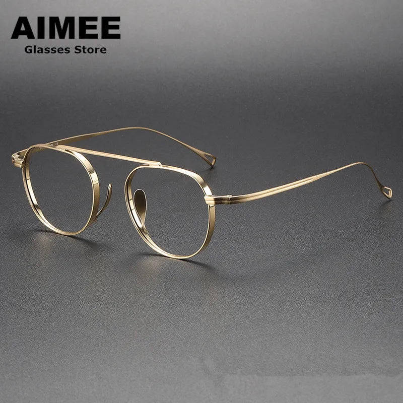 Aimee Unisex Full Rim Oval Browline Titanium Eyeglasses Frame 9503 - Lightweight & Durable for Work, Reading & Fashion