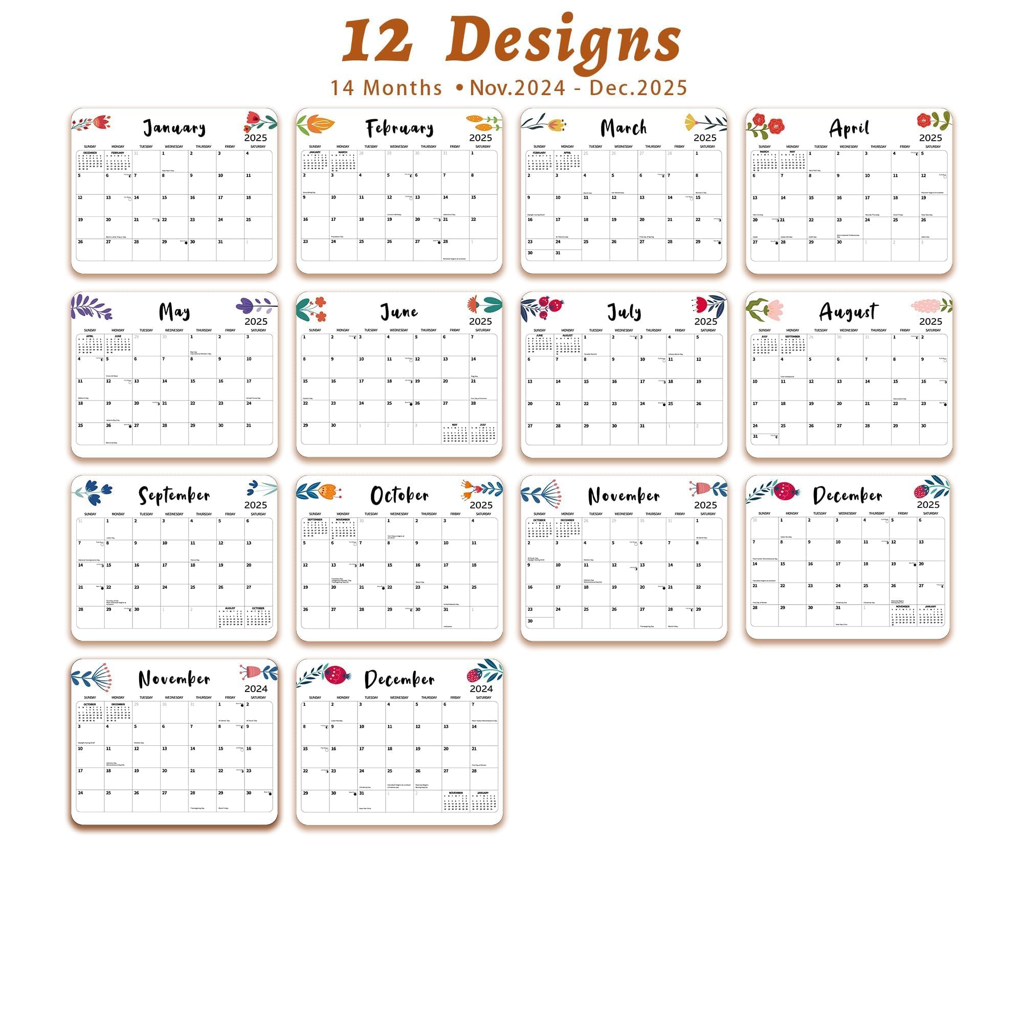 2025 Magnetic Refrigerator Calendar - 12 Month Dry Erase Wall Planner (8