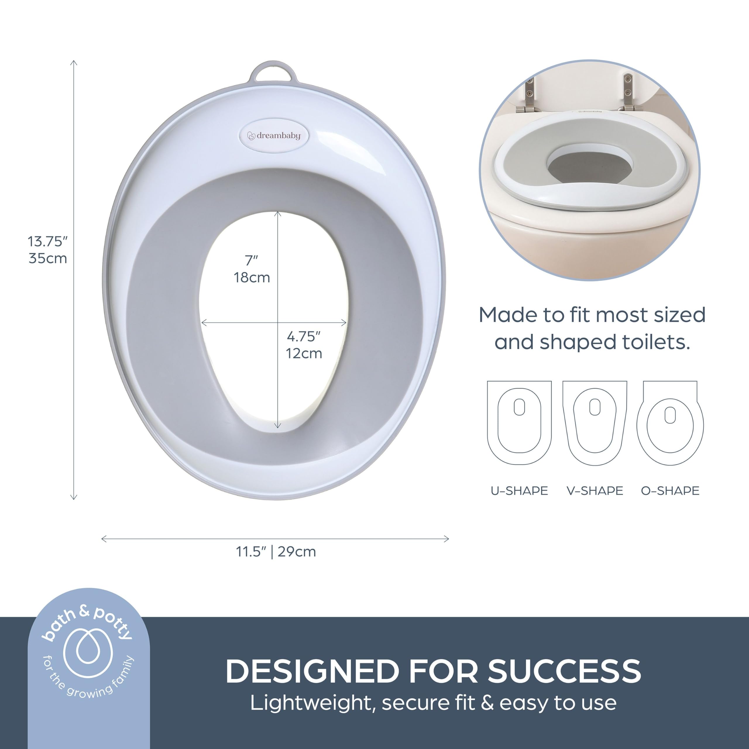 **Dreambaby Potty Training Toilet Seat – Easy Fit Toddler Toilet Cover, Anti-Slip Design for Boys & Girls – Lightweight & Portable Travel Potty for Home, Daycare & On-the-Go**