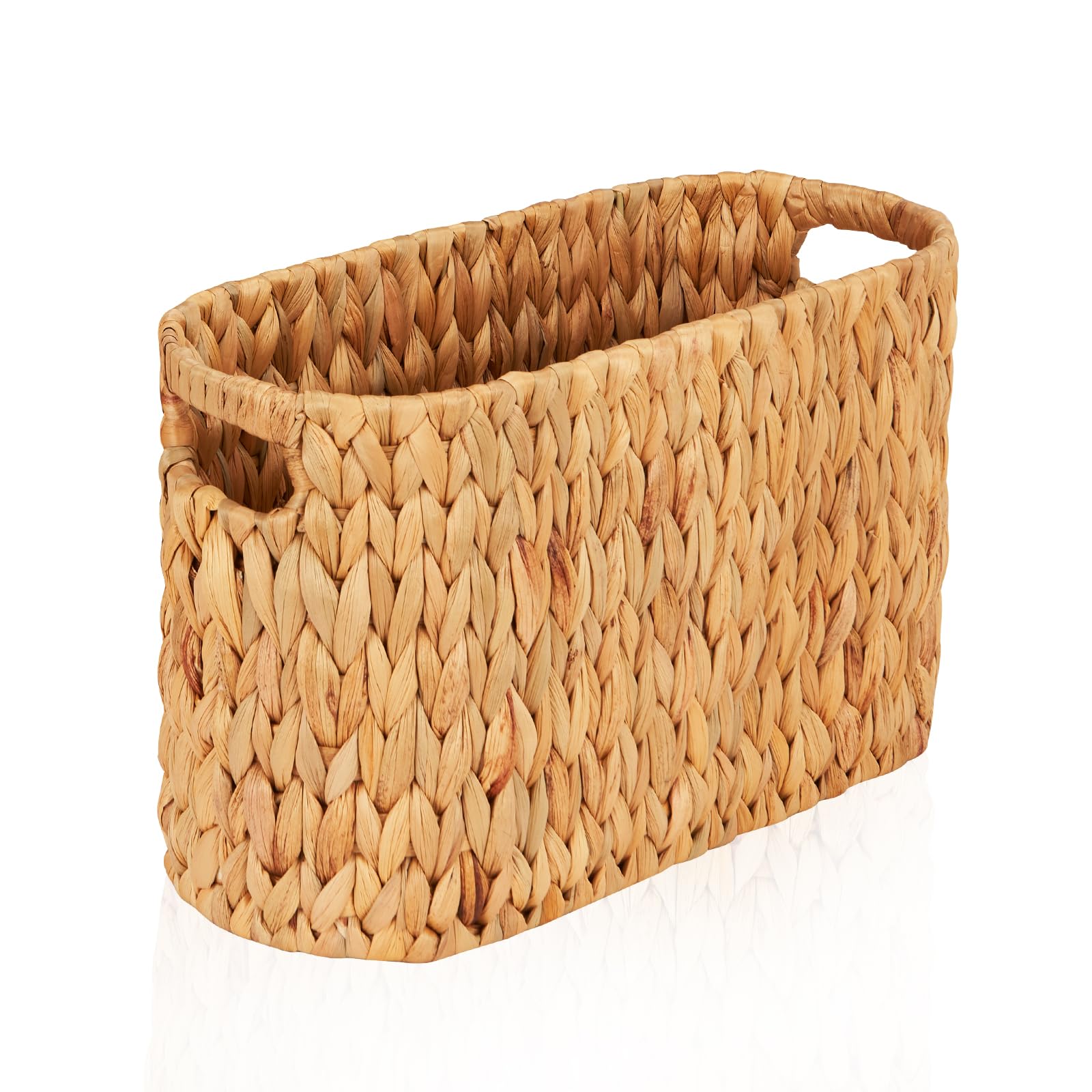 FairyHaus Natural Water Hyacinth Toilet Paper Holder Basket - Handwoven Freestanding Bathroom Storage with Built-in Handles (Holds 6 Rolls) - Perfect for Bathroom Organization & Farmhouse Decor