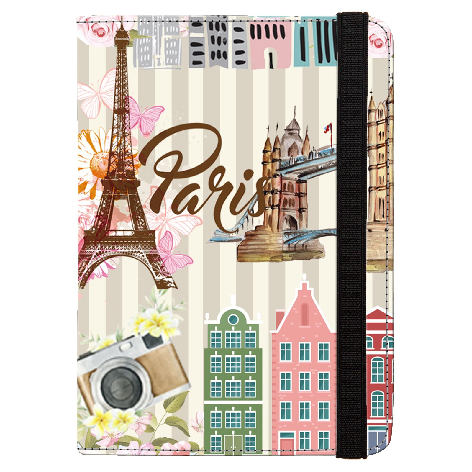 RFID Blocking Passport & Vaccine Card Holder for Travel - Eiffel Tower Design