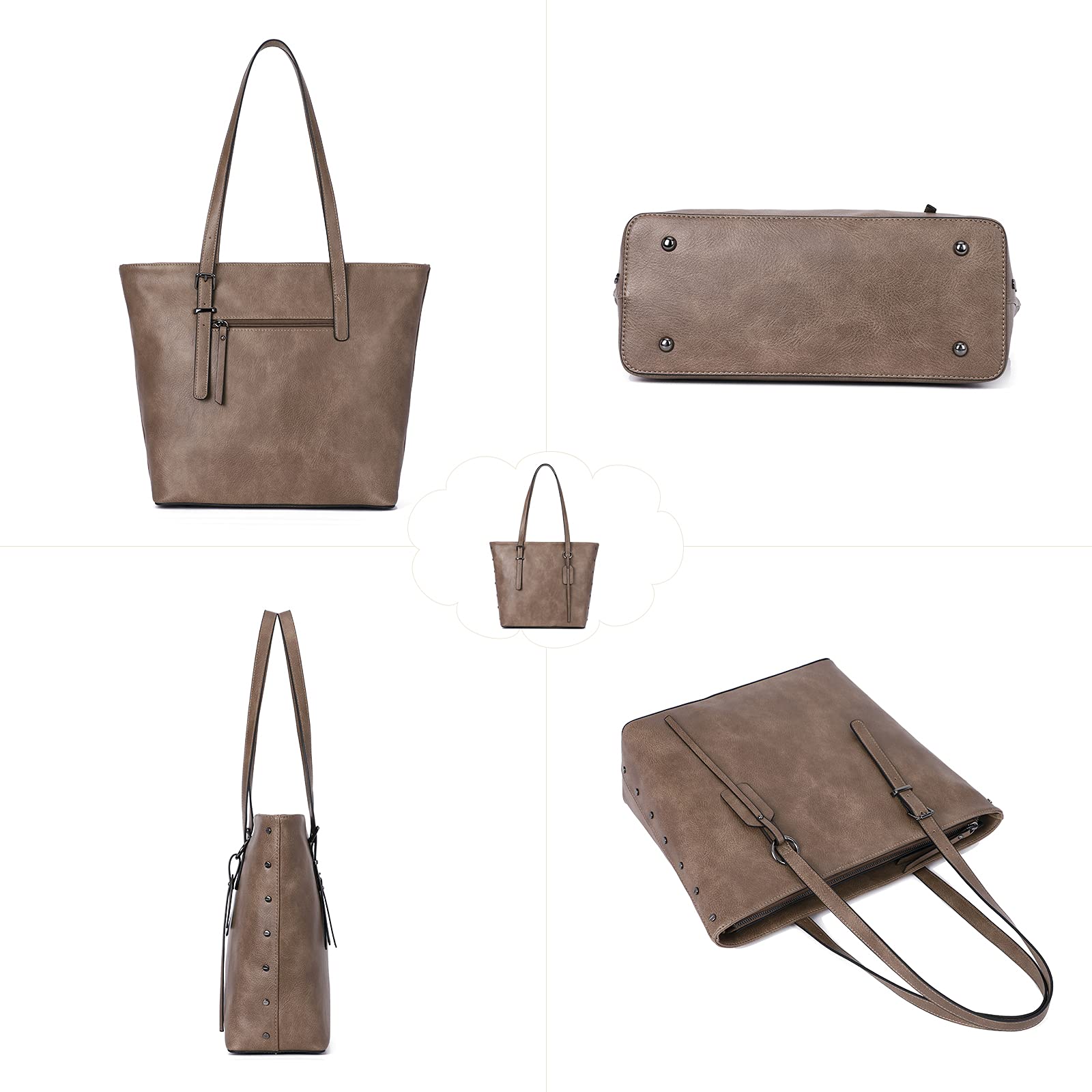 KL928 Women's PU Leather Tote Bag - Large Shoulder Bag & Top Handle Satchel Purse 2-Piece Set for Work, Travel & Everyday Use | Durable & Stylish Handbags