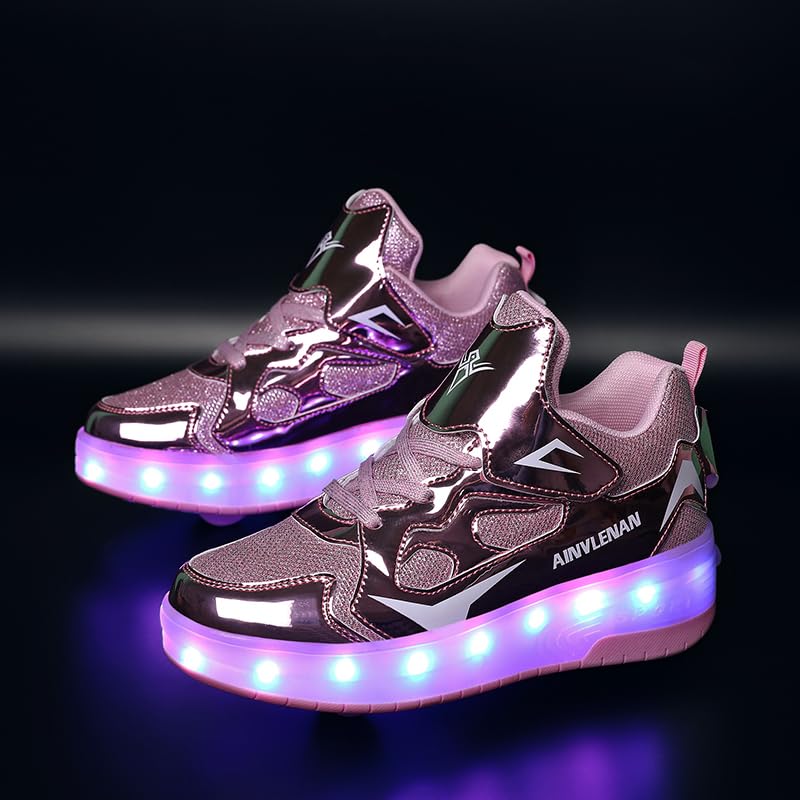 Kids LED Roller Skate Shoes with Double Wheels - Rechargeable Retractable Light Up Sneakers for Boys & Girls | Perfect for Christmas & Birthday Gifts | Indoor & Outdoor Play, Skate Parks, and Birthday Parties