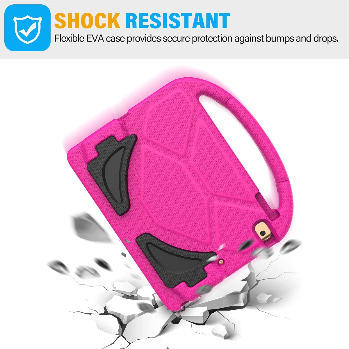 SUPLIK Kids Protective Case for iPad 5th/6th Generation (9.7 inch, 2017/2018), iPad Air 1/2 & iPad Pro 9.7 - Shockproof Cover with Built-in Screen Protector & Handle Stand - Perfect for School, Travel & Home Use (Pink)