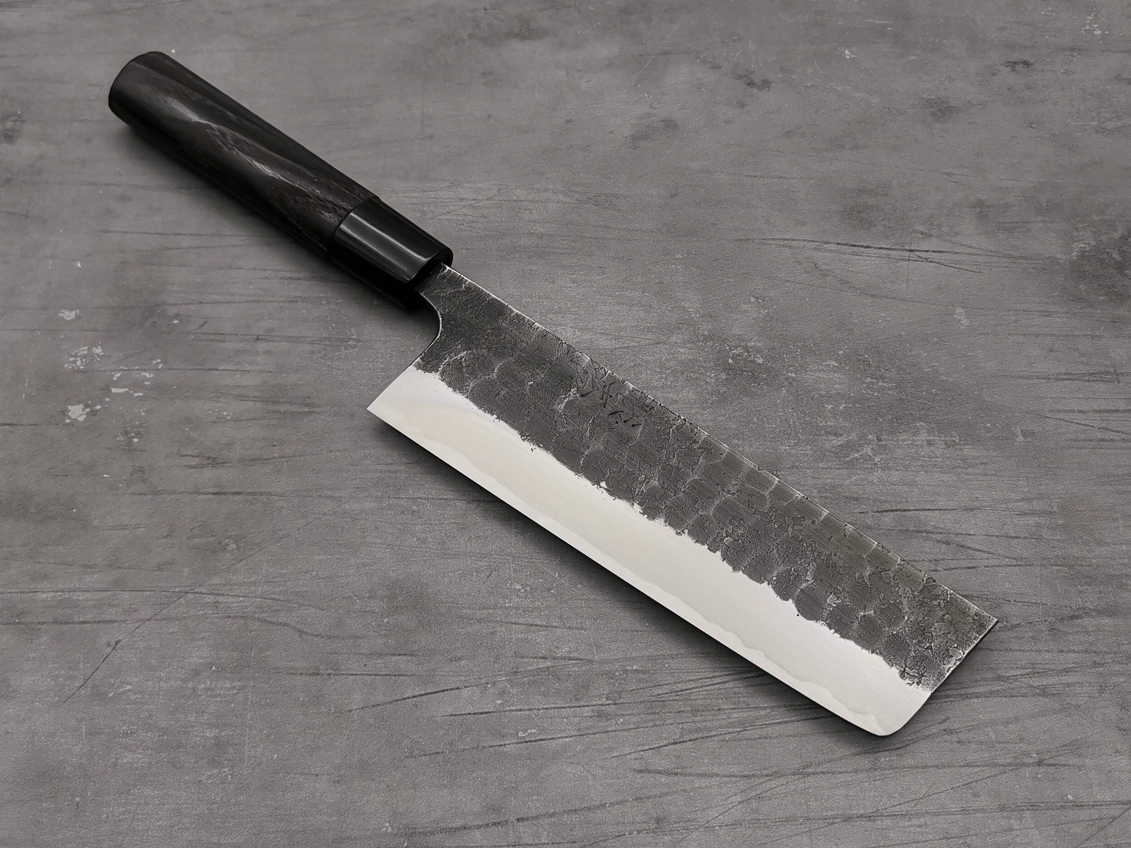 Premium Toshihiro Wakui V2 Tsuchime Nakiri Knife - Handcrafted Japanese Damascus Steel Kitchen Knife for Slicing, Dicing & Chopping Vegetables - Perfect for Home Chefs & Professional Cooks