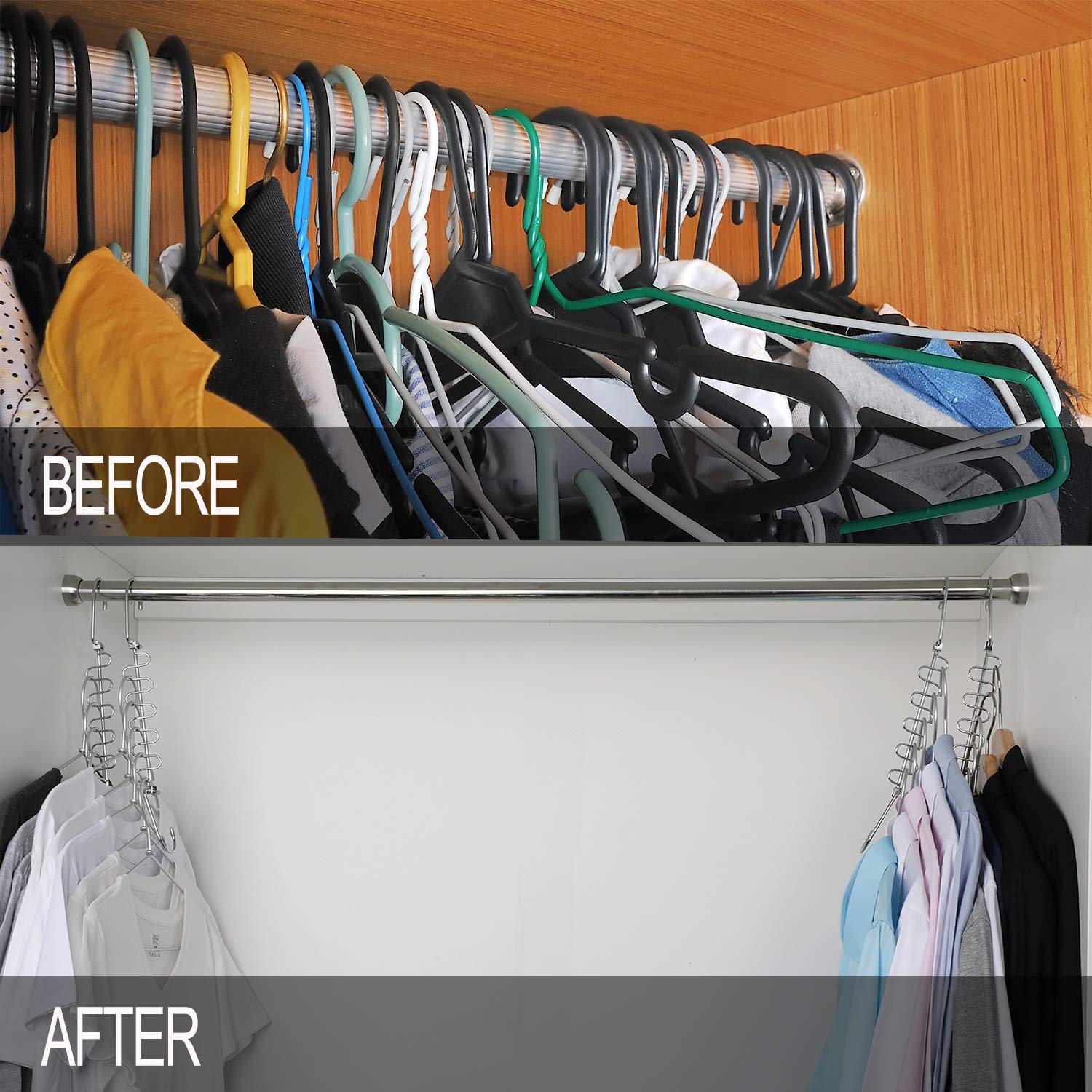 Meetu 9.5 Inch Magic Space Saving Closet Organizer Hangers - 6 Pack for Wardrobe & Closet Organization System | Perfect for Small Spaces, Dorm Rooms & Travel Luggage