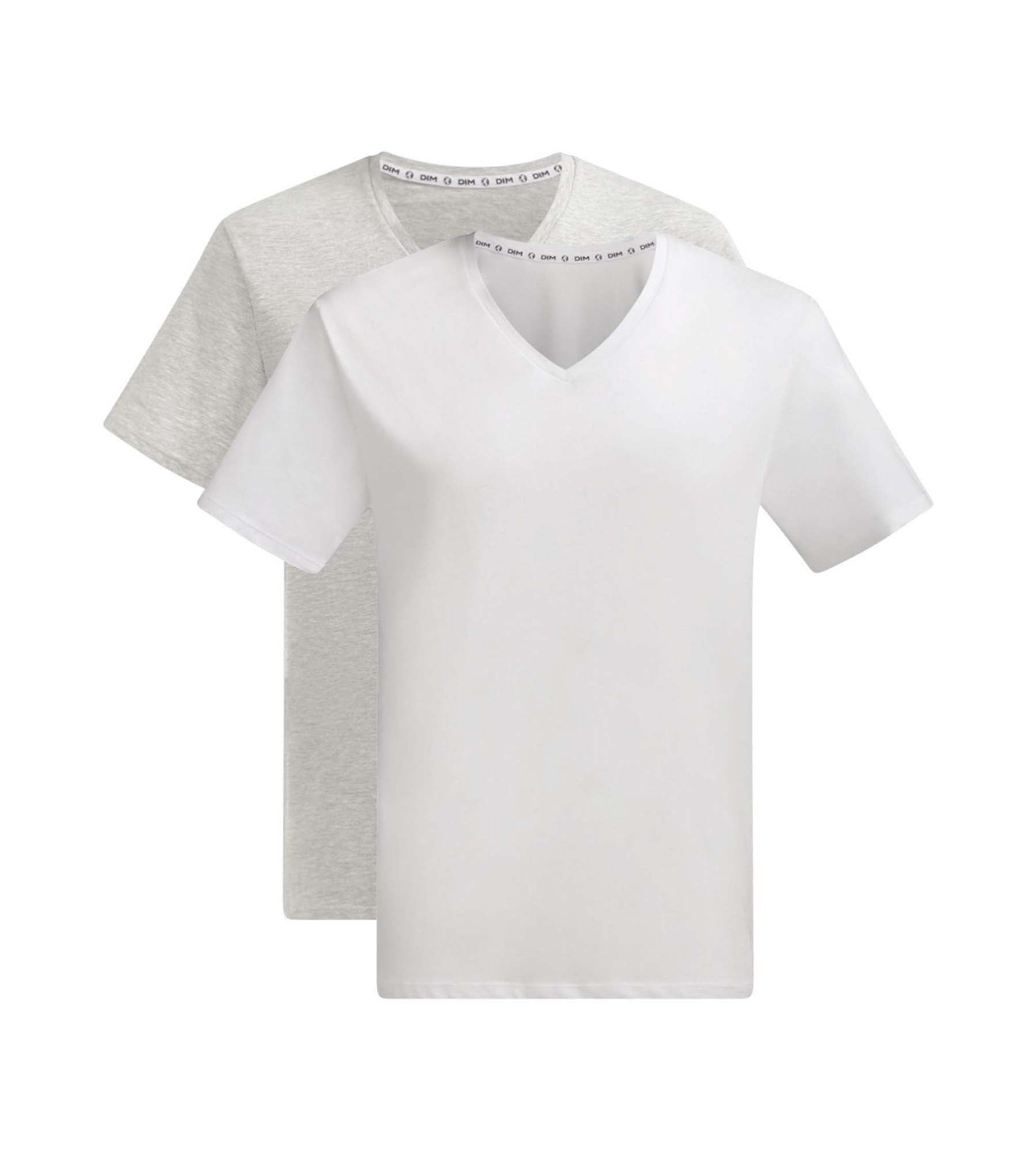 Organic Cotton Men's V-Neck T-Shirt 2-Pack - White & Gray - Soft Breathable Eco-Friendly Tees for Casual Wear, Gym & Everyday Outfits