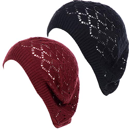 Lace Diamond Knit-2 Pack-burgundy & Black
