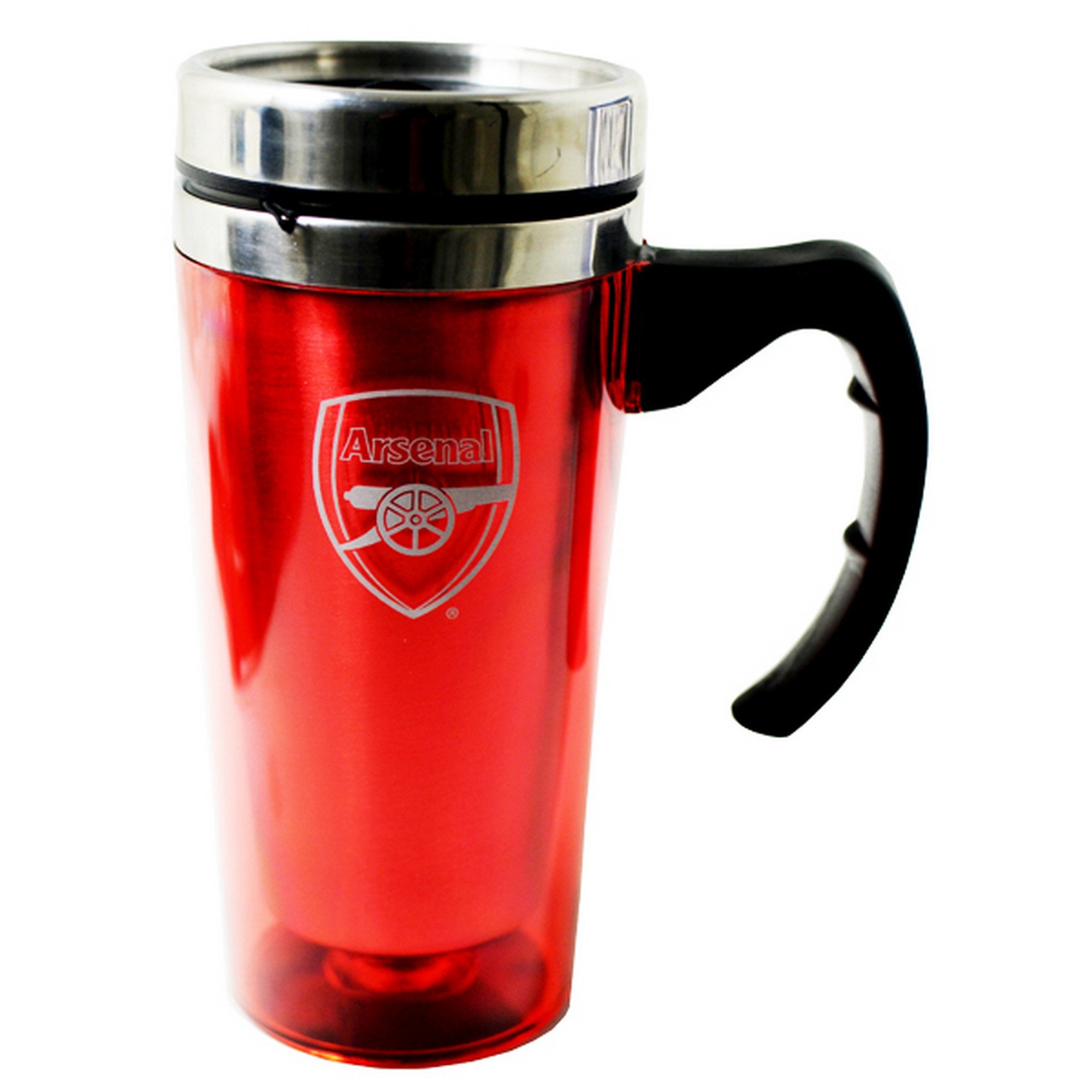 Official Arsenal FC Travel Mug - Insulated Aluminum Soccer Cup with Lid - Perfect for Fans, Gifts & On-the-Go - Red (One Size) - Ideal for Match Days, Office & Travel