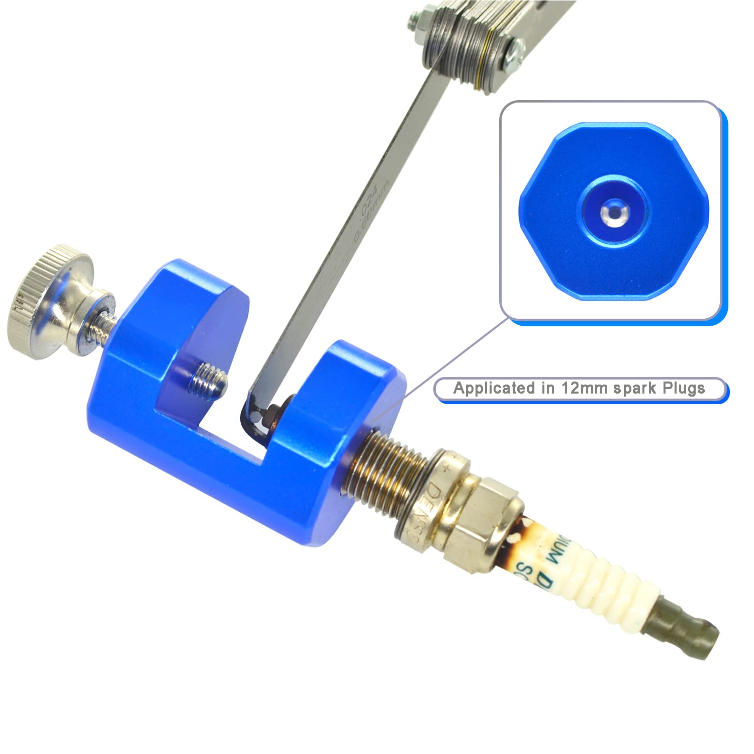 12mm Spark Plug Gap Tool with Feeler Gauge - Professional Measuring & Adjusting Tool for Car, Motorcycle, ATV, Lawn Mower - Perfect for DIY Auto Repair & Engine Maintenance