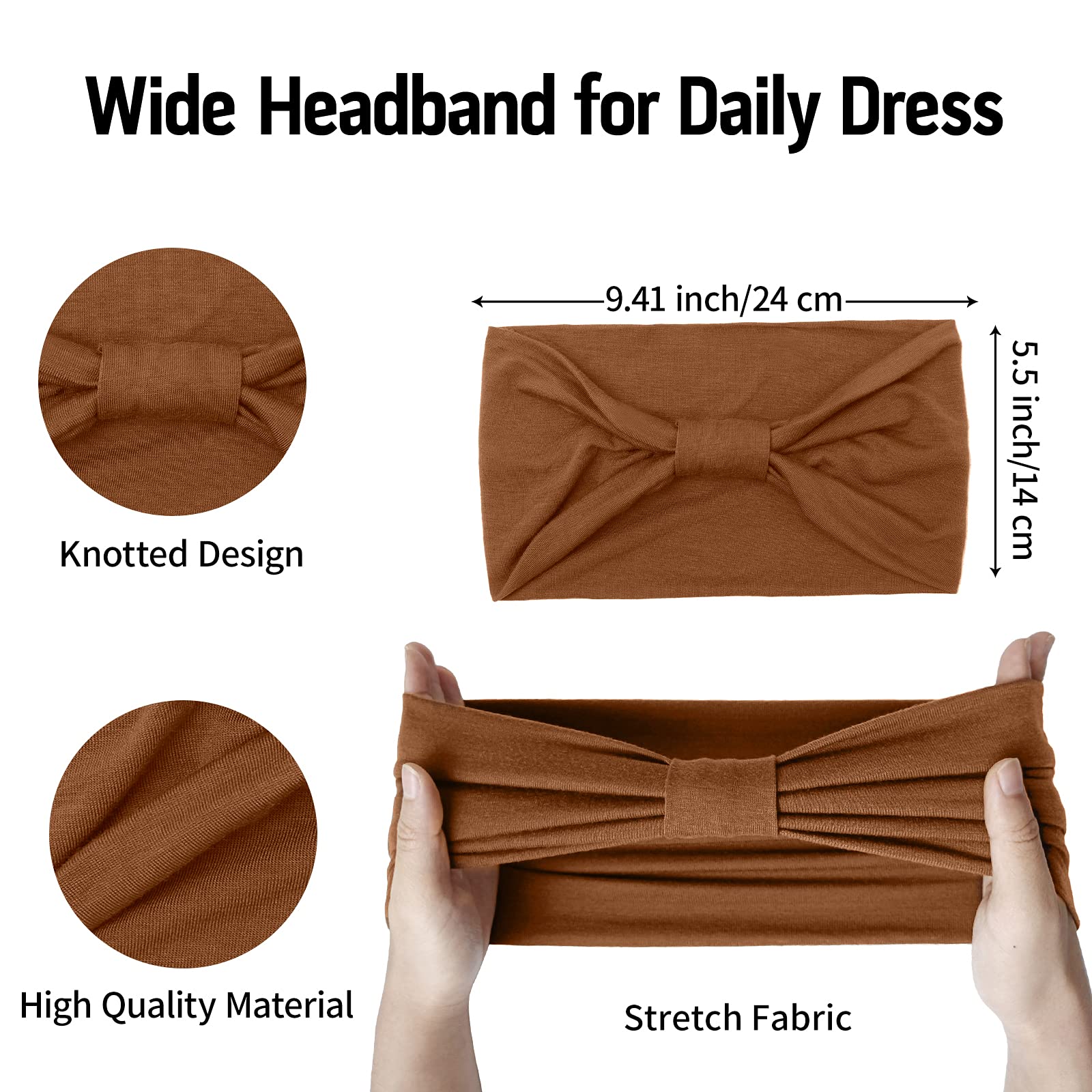 Stylish Wide Headbands for Women - Pack of 4 Black Boho Thick Hairbands, African Print Yoga Head Wraps & Sport Turban Headband Accessories - Perfect for Workouts, Yoga, Running and Fashion Styling