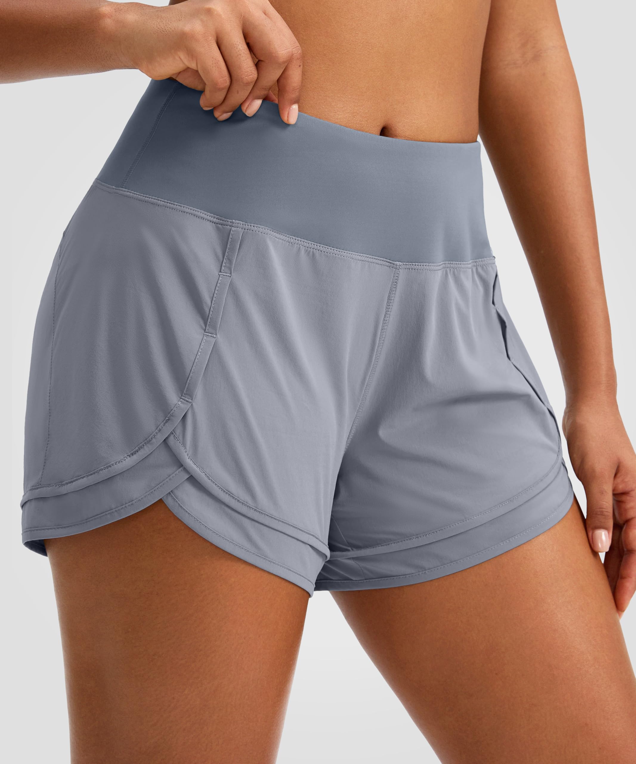 High Waisted Running Shorts for Women - 3 Inch Quick-Dry Gym Workout Shorts with Zipper Pocket | Perfect for Jogging, Yoga & Fitness Training