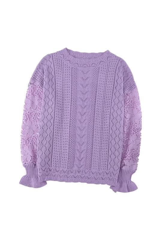 Elegant Cutout Petal Sleeve Sweater for Women - Trendy Knit Pullover for Fall & Winter - Perfect for Office, Date Night & Casual Outings