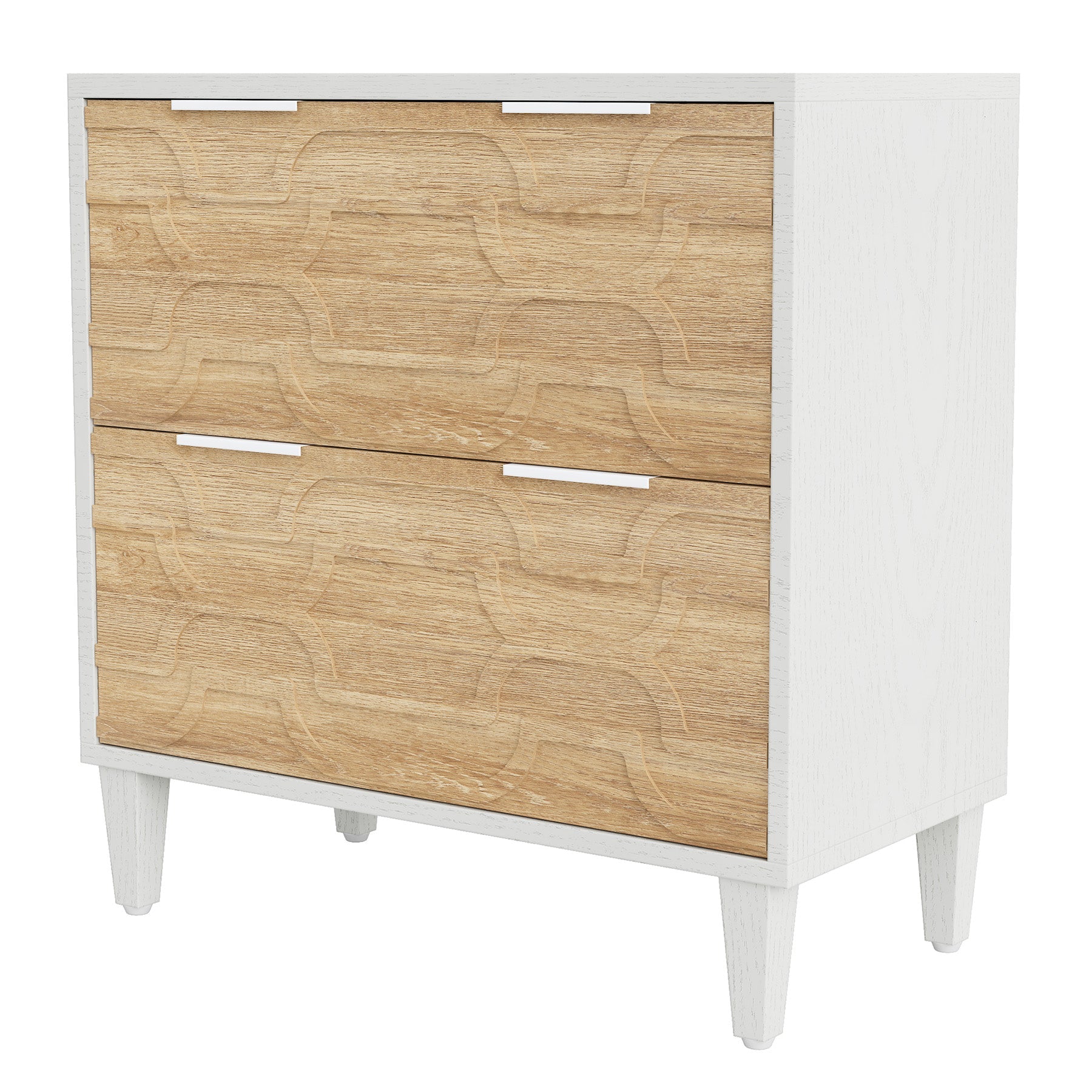 2-Drawer Wood File Cabinet for A4, Letter & Legal Size Documents - Home Office & School Storage Organizer