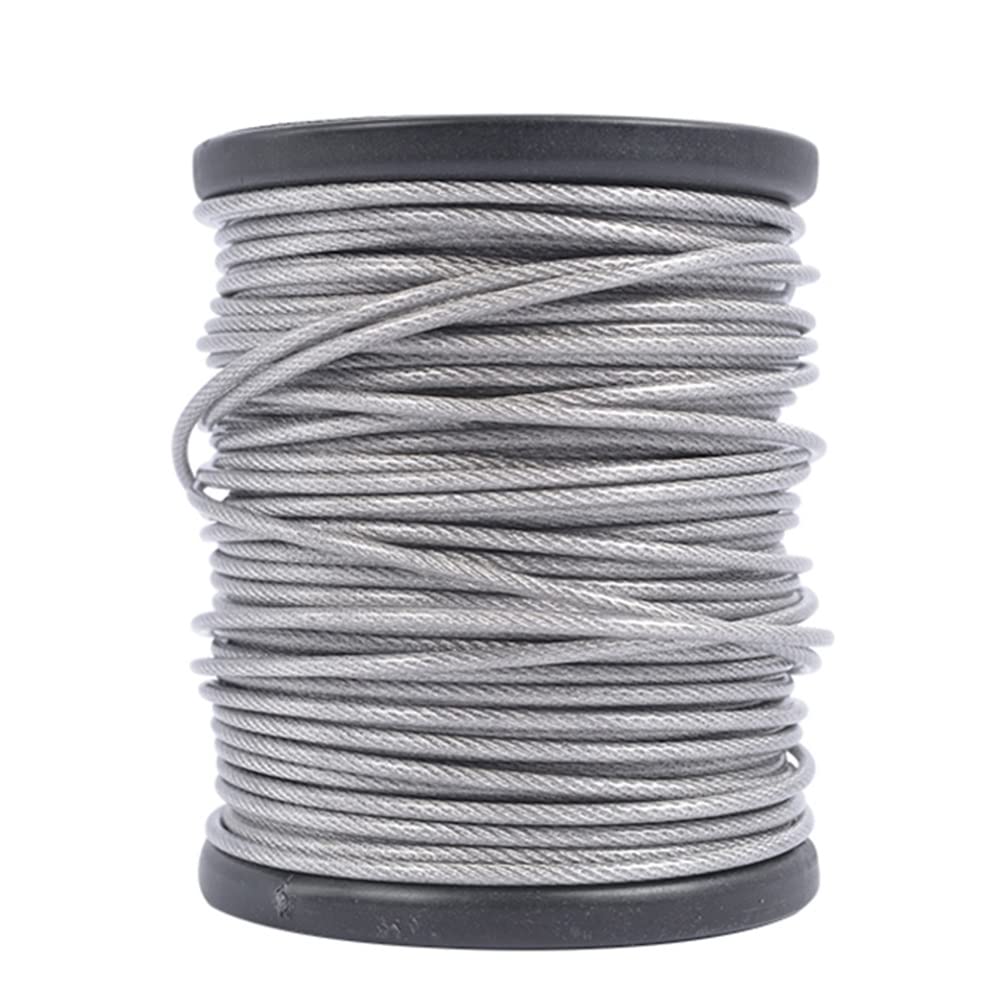 MAHFEI 304 Stainless Steel Wire Rope 328ft (100m) - 1.2mm Diameter for Sun Shade Sail Fixing, Garden Hanging, Outdoor Projects - Includes 30pcs Aluminum Sleeves - Rustproof & Weather Resistant - Perfect for Patio, Pergola, Greenhouse & DIY Installations