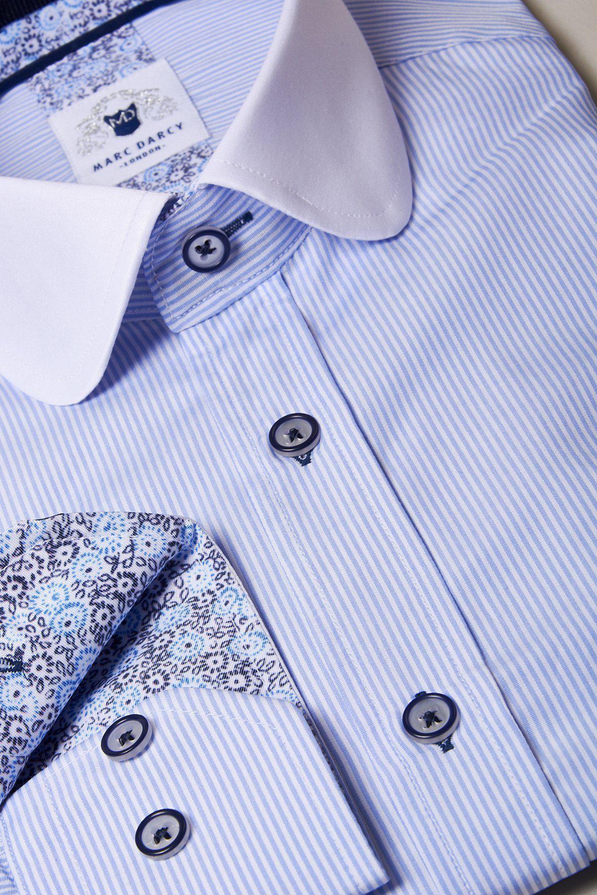 Shelby Sky Blue Stripe Penny Collar Shirt for Men - Classic Preppy Style Button Down Oxford Shirt - Perfect for Business Casual, Office Wear & Summer Outfits