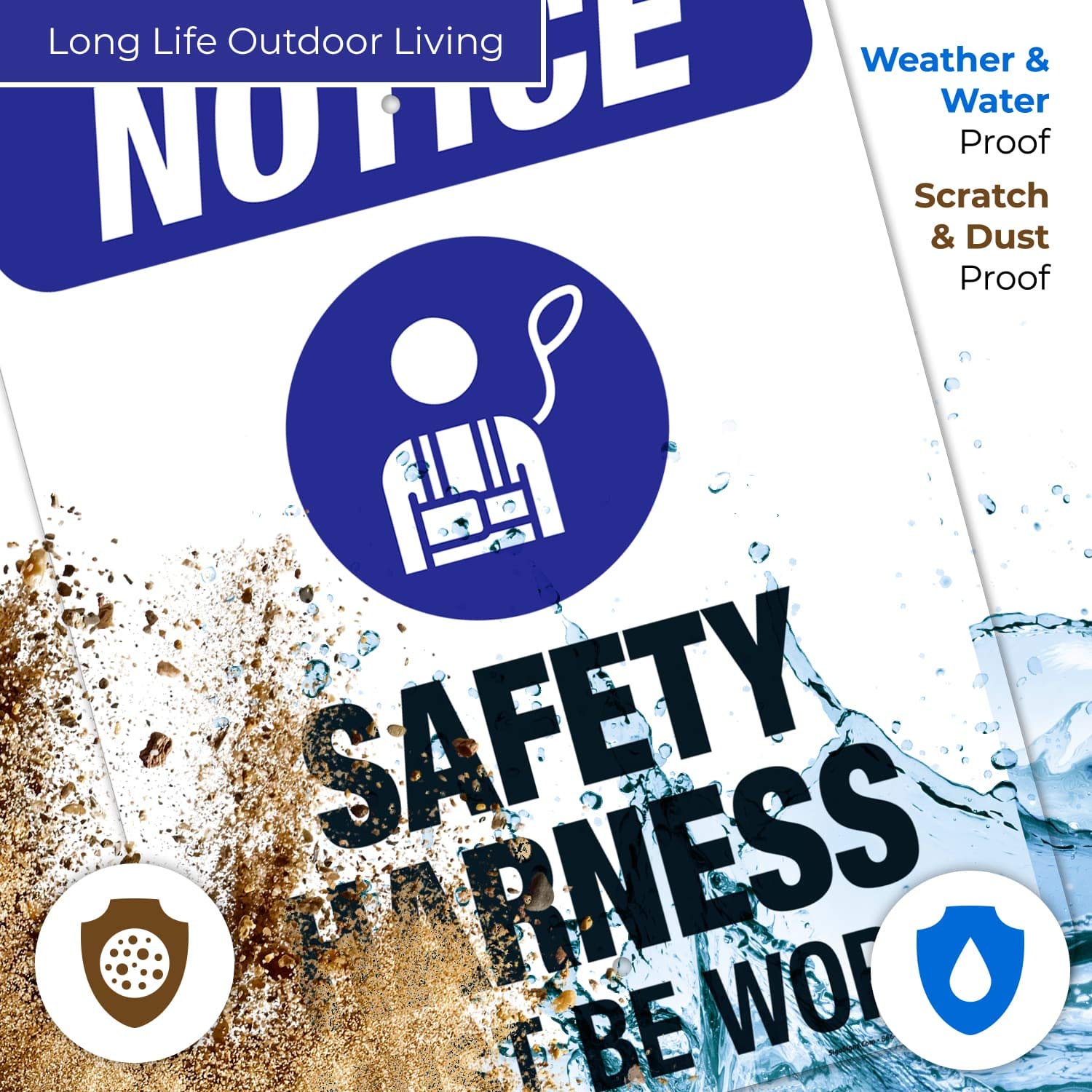 OSHA Safety Sign - 'Safety Harness Must Be Worn' 18x24 Inches, Rust-Free .063 Aluminum, Fade-Resistant for Indoor/Outdoor Use | Made in USA | Perfect for Construction Sites & Industrial Workplaces