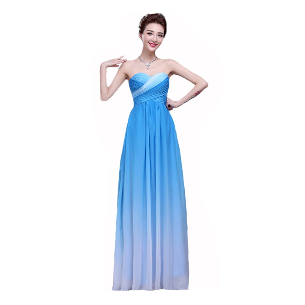 Kivary® Sweetheart Neckline Criss Cross Gradient Chiffon A-Line Long Prom Dress for Women - Elegant Evening Gown for Homecoming, Formal Dances & Special Occasions