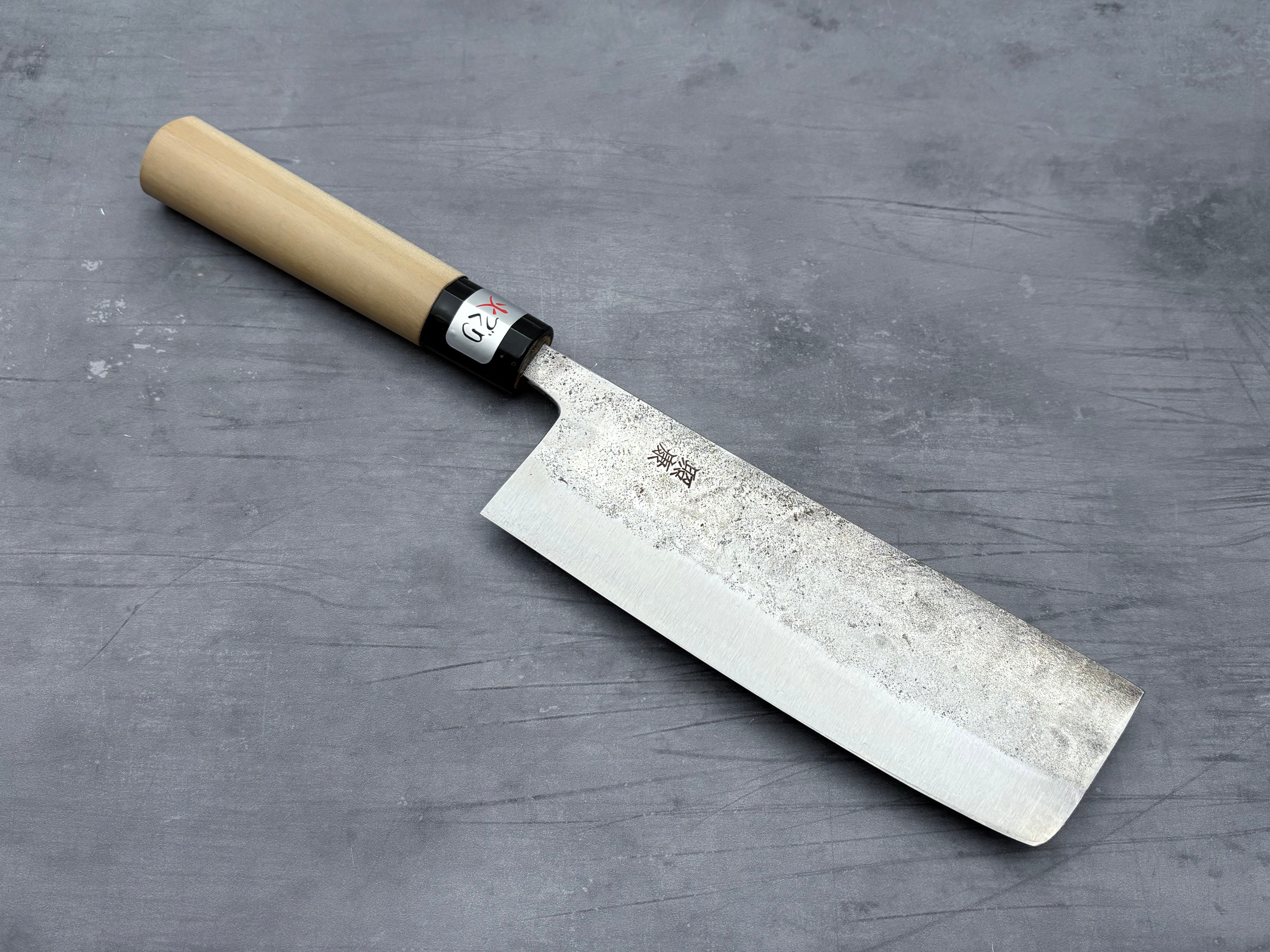 Premium Fujiwara Nashiji Shirogami #1 Nakiri Knife - Japanese Vegetable Cleaver with Rust-Resistant Cladding - Perfect for Slicing, Dicing & Chopping Vegetables in Professional Kitchens & Home Cooking
