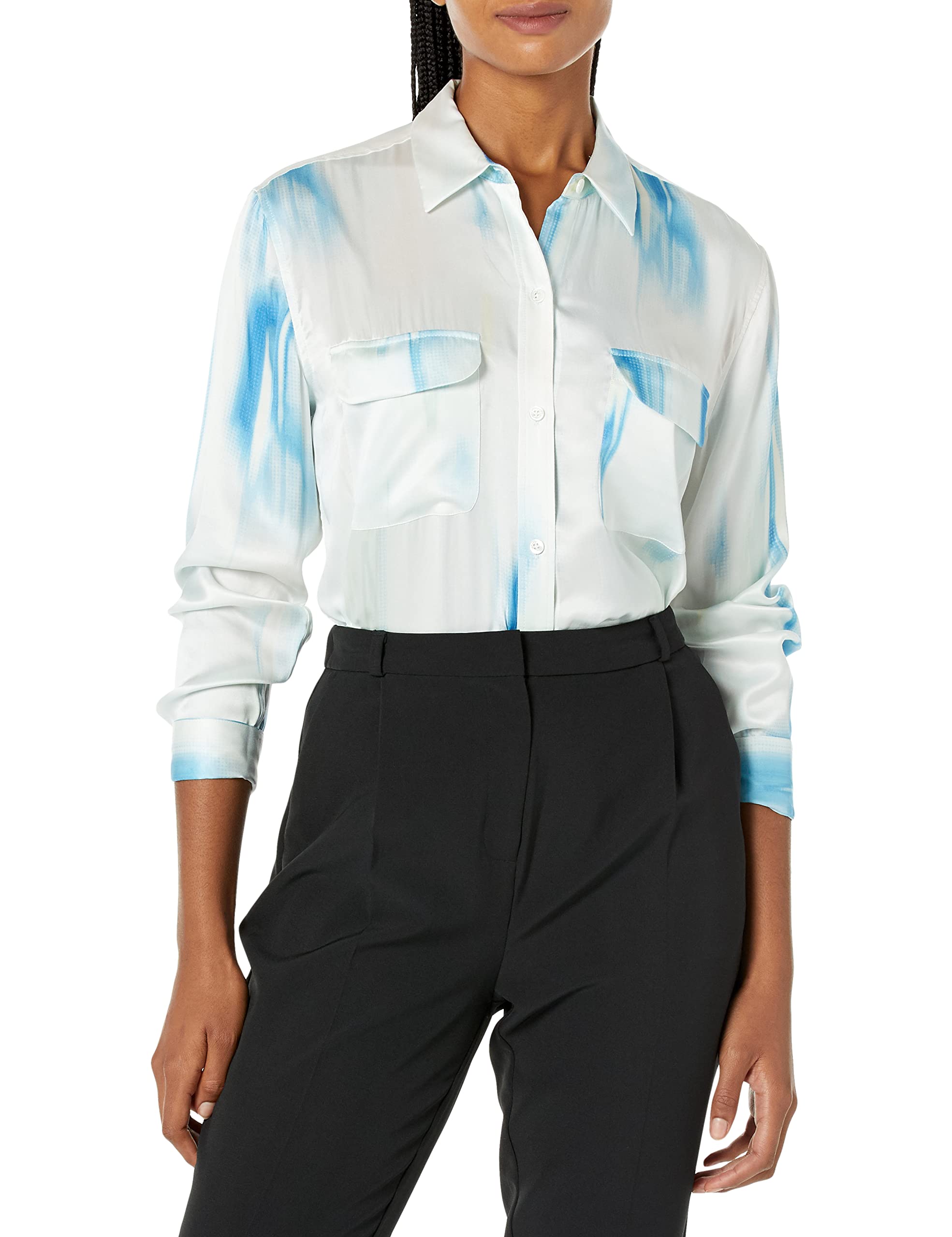 EQUIPMENT Women's Signature Blouse - Soft Cotton V-Neck Tops for Work & Casual Wear | Office Outfits, Date Night & Everyday Style