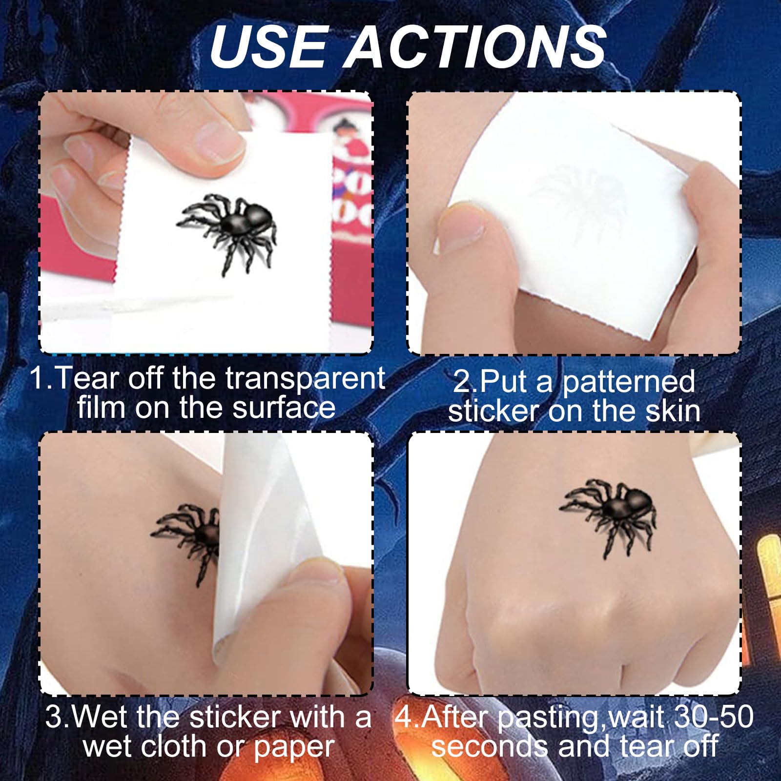 TECHEEL Halloween Temporary Tattoos - Scary Face & Body Tattoos for Halloween, Masquerade, Carnival & Costume Parties - Perfect Gift for Adults & Kids - Great for Cosplay, Themed Events & Spooky Decorations