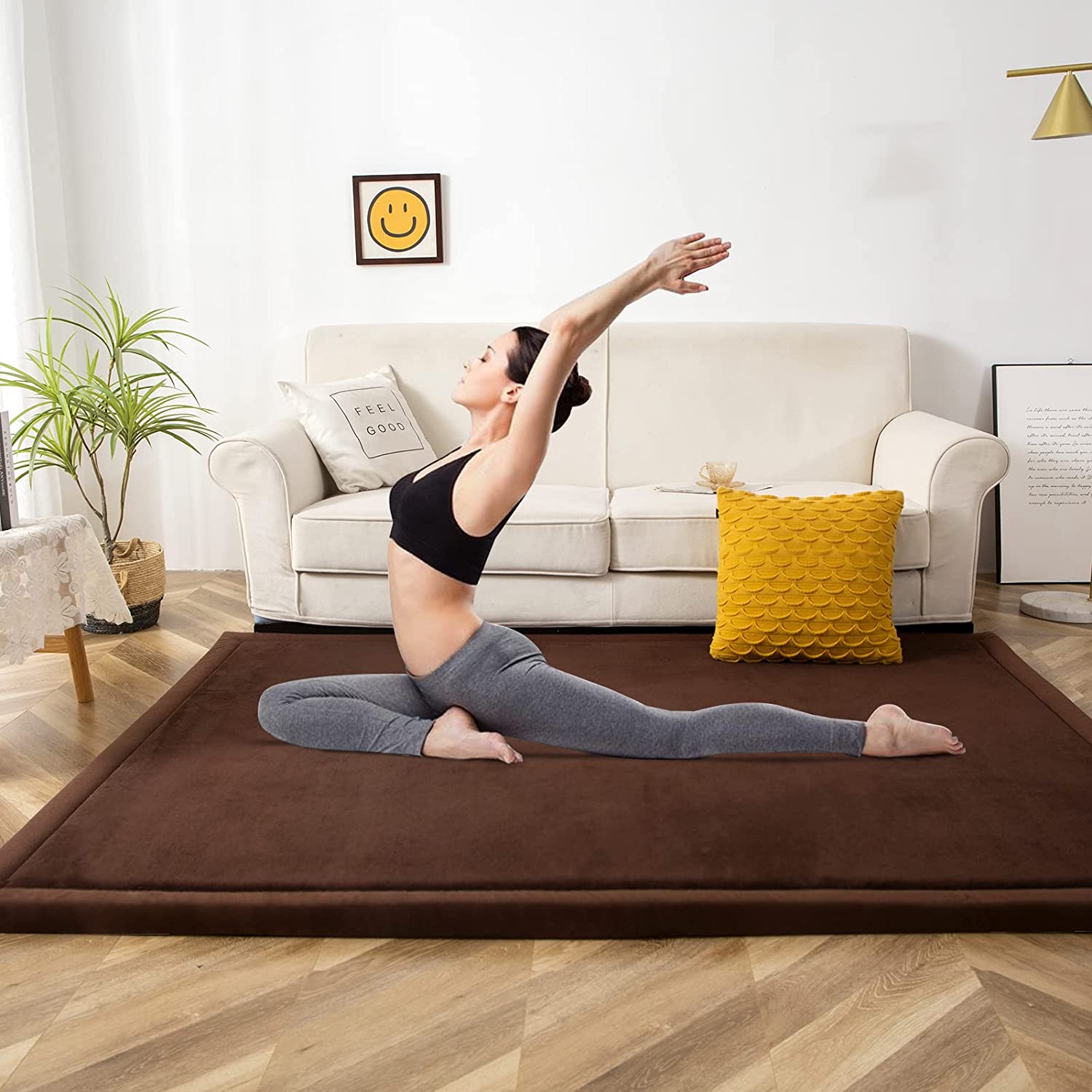 MAXYOYO Baby Play Mat - Soft Coral Velvet Thick Japanese Tatami Rug with Non-Slip Backing for Nursery, Living Room & Bedroom | Perfect for Crawling, Playtime & Home Decor