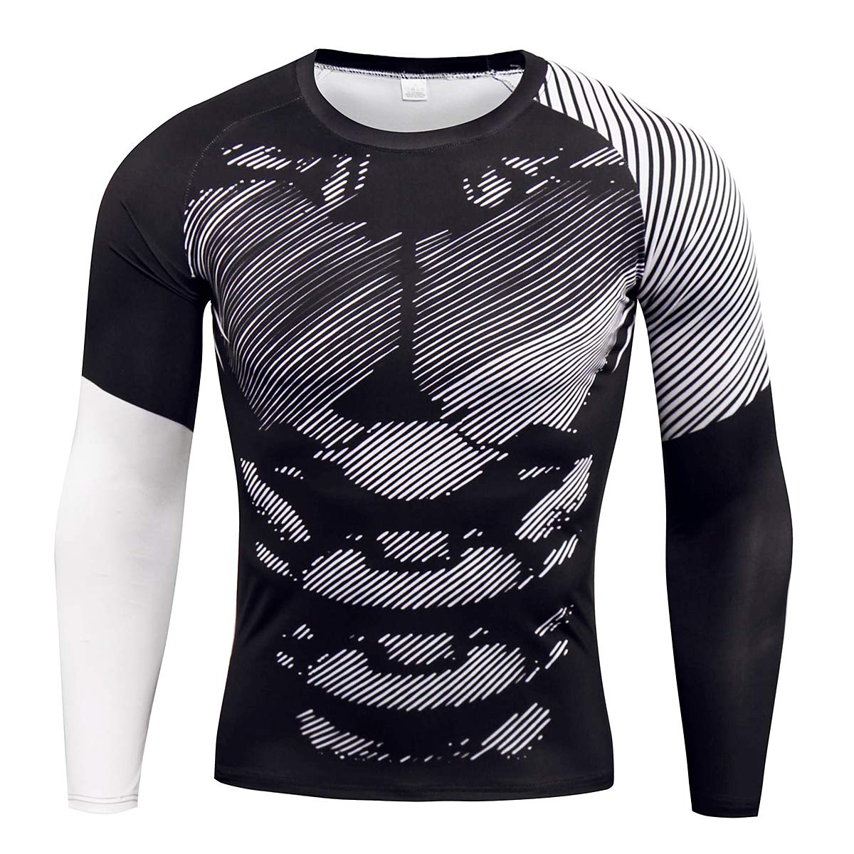 Men's Long Sleeve Compression Shirt & Workout Pants Set - Athletic Running Sports Performance Wear - Moisture Wicking Gym Clothes & Leggings in Black - Ideal for Training, Jogging and Fitness Activities