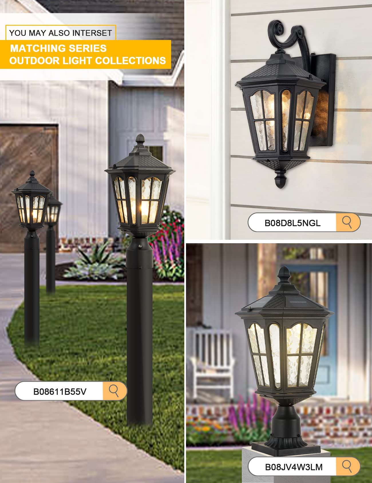 Outdoor Solar Lamp Post Light with 3-Inch Pier Mount Base - Classic Die Cast Aluminum & Water Glass Design - 20.5'' Matte Black Solar Pillar Light for Gate Columns, Driveways, Walkways & Garden Pathways - Perfect for Landscape Lighting, Patio Decor & Nighttime Safety