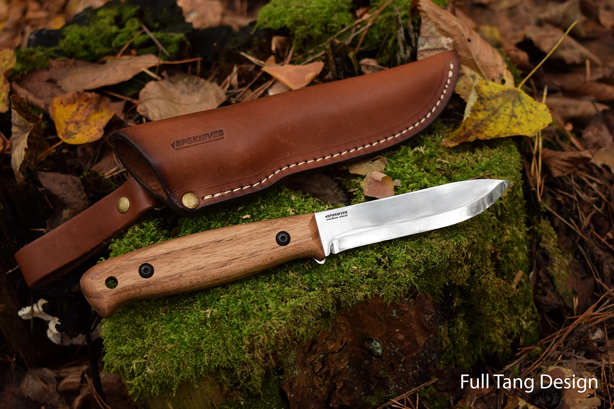 Premium BPS Knives Set BS1FTS & BS2FTS - 2-Piece Full Tang Carbon Steel Survival Knives with Leather Sheaths, Scandi Grind for Bushcraft, Hunting, Camping & Outdoor Adventures