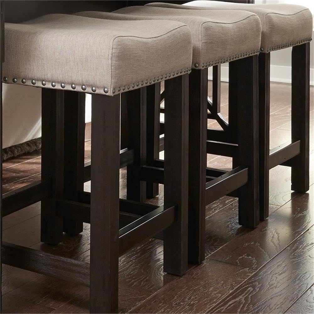 Liberty Furniture Heatherbrook Black Upholstered Console Stool - Entryway Bench, Hallway Seat & Accent Stool for Living Room Decor