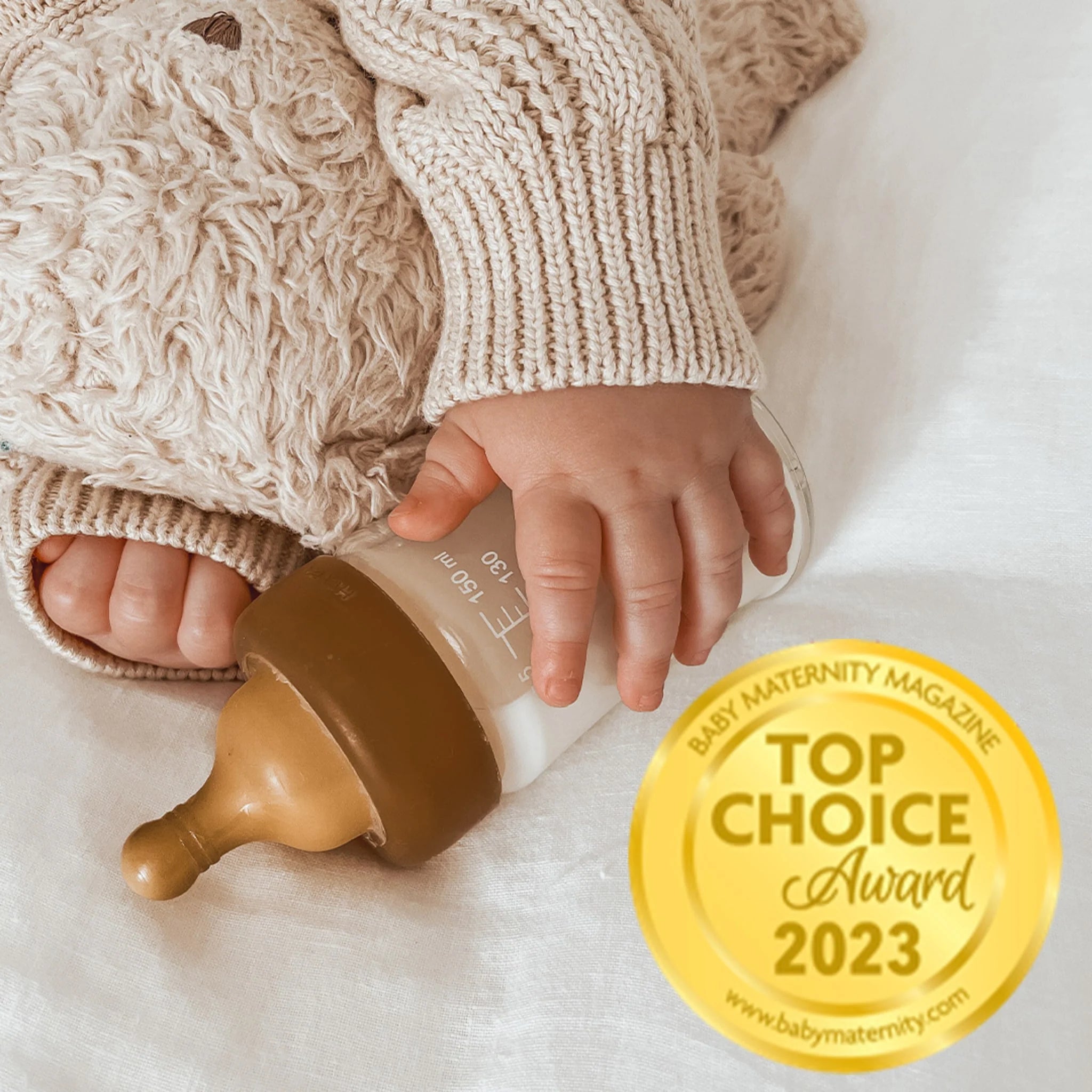 Hevea Wide Neck Glass Baby Bottle 2-Pack 150ml | Slow Flow Nipple for Newborns 0-3 Months | BPA-Free & Eco-Friendly Feeding Solution for Breastfed Babies | Perfect for Daycare, Travel & On-the-Go Use
