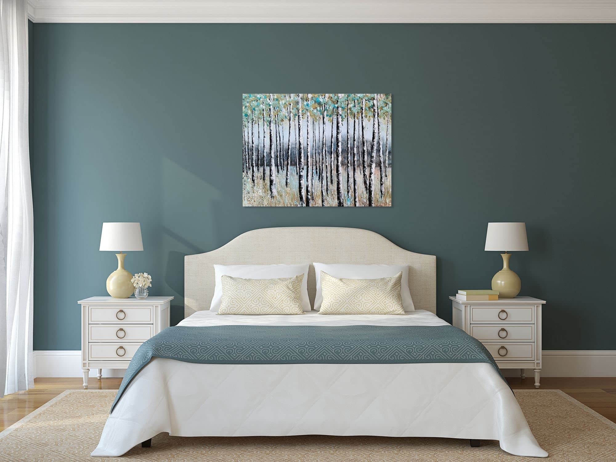 SYGALLERIER Modern Abstract Birch Tree Forest Painting - Textured Canvas Wall Art for Living Room, Bedroom & Bathroom Decor | Contemporary Landscape Artwork for Home & Office