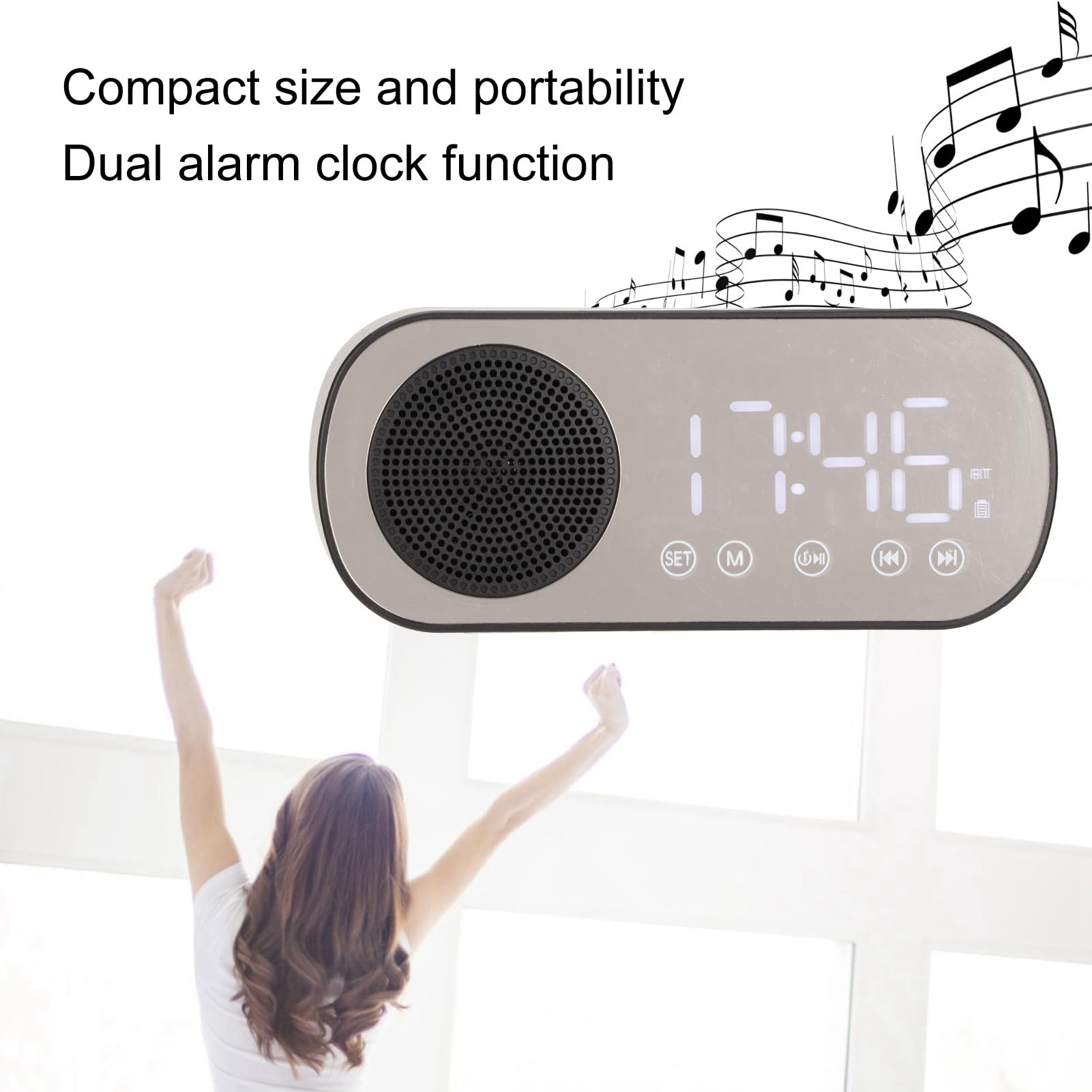 Digital Alarm Clock Radio with Speaker - Bedside Clock for Bedroom, Home & Office | Wake Up to Music, FM Radio & Snooze Function