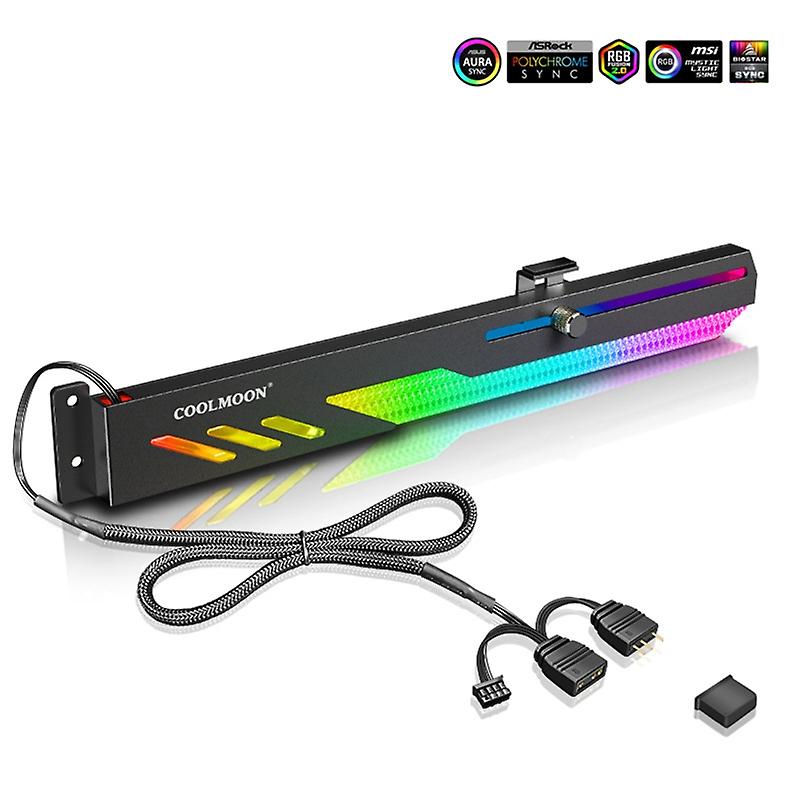 COOLMOON GT8 ARGB GPU Graphics Card Brace Support - Anti-Sag Bracket for PC Gaming Build, RGB LED Lighting, Black - Perfect for Gaming Rigs & Custom PC Setups