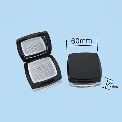 2Pcs 10ml Empty Square Makeup Loose Powder Containers with Mirror & Sifter - Portable Compact Cosmetic Case for Glitter, Foundation & Mineral Powder - Perfect for Travel & Touch-ups