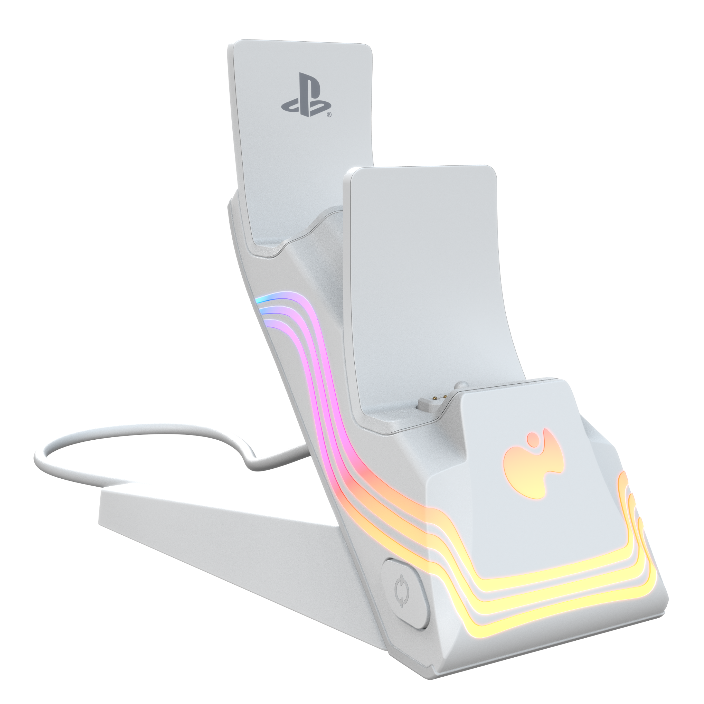 PlayStation 5 White Afterglow™ Wave Dual Charger - Fast Charging Dock for PS5 Controllers - Perfect for Gaming Sessions & Multiplayer Setups