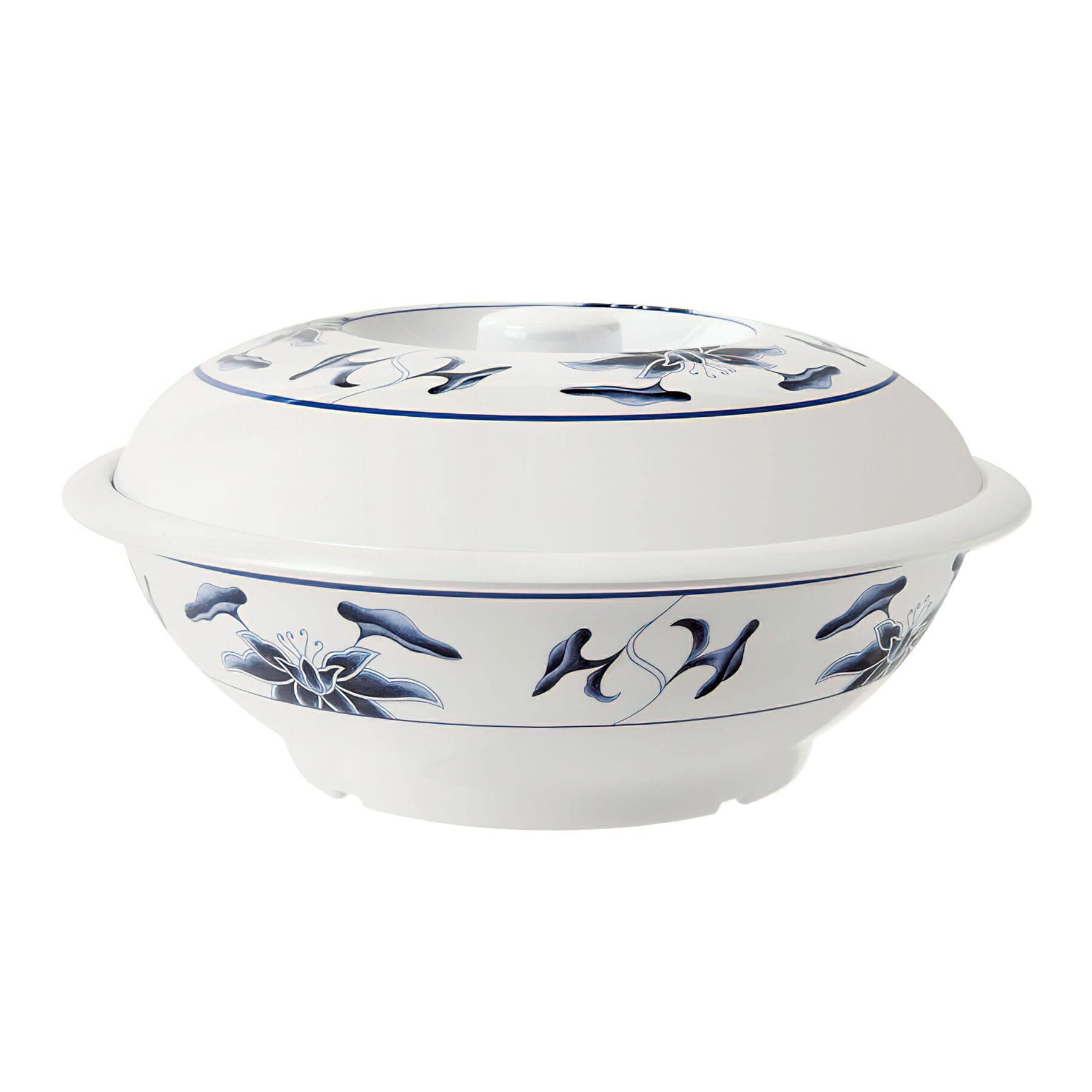 G.E.T. KT-050-B Melamine Bowls with Lids - 12-Pack White 70oz 10-inch Water Lily Collection - Perfect for Parties, Picnics & Food Storage