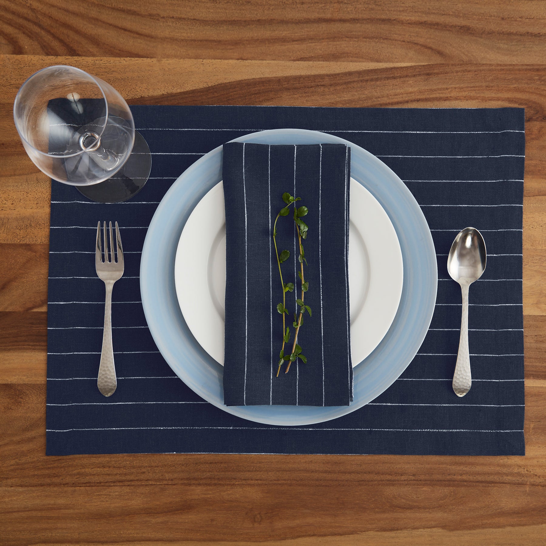 Elegant Pinstripe Placemats Set of 4 - Premium Cotton Table Mats for Formal Dining, Dinner Parties & Holiday Decor