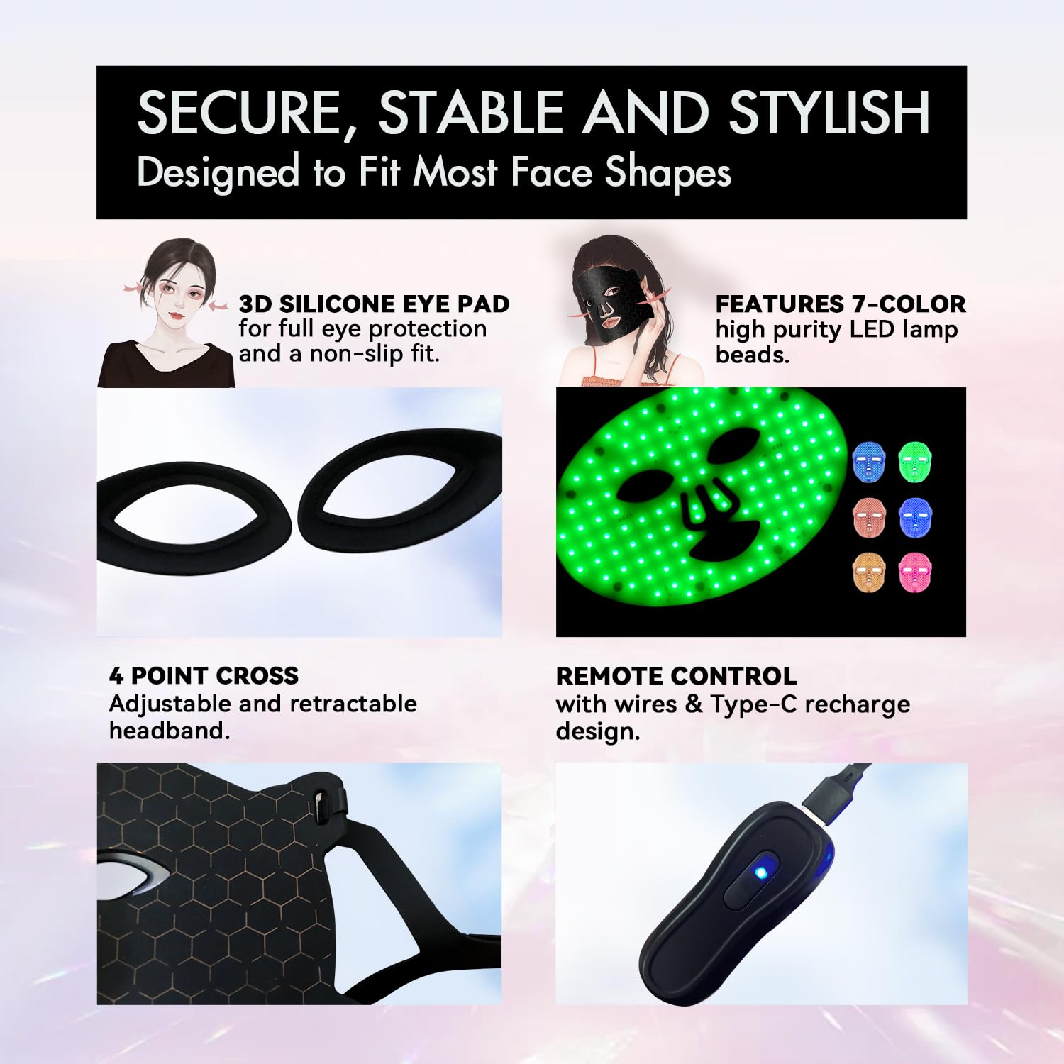 LED Light Therapy Facial Mask - Red & 7-Color Photon Skin Care Device for Acne Reduction, Anti-Aging & Wrinkle Treatment | FSA/HSA Eligible | Perfect for Home Spa, Dermatologist-Recommended Skin Rejuvenation & Daily Skincare Routine