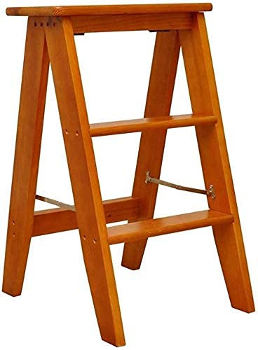 FADUNI Solid Wood Folding Step Stool for Home - Multifunctional Kitchen Stool, Ladder Chair, Footrest - Light Color - Perfect for Small Spaces, Cooking, Bathroom & Living Room Use