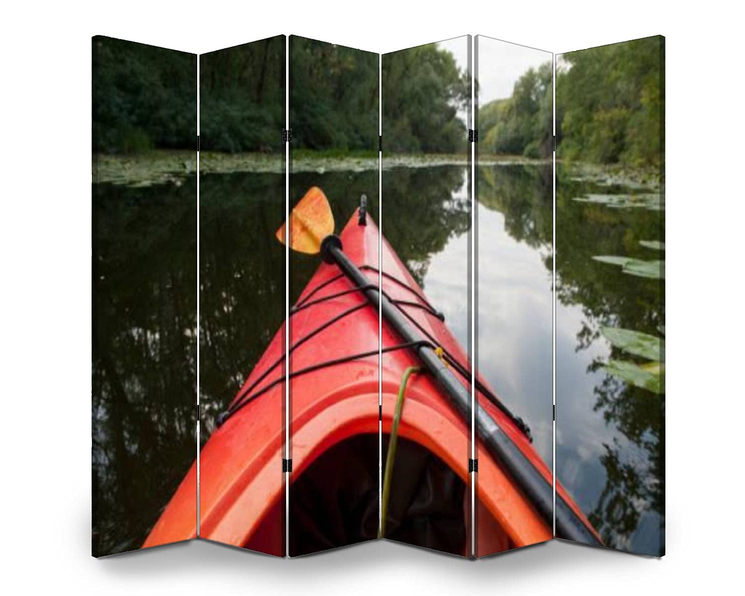 Dola-Dola 6-Panel Folding Room Divider - Canvas Privacy Screen for Indoor/Outdoor Use - Freestanding Partition for Home, Office, and Kayak Storage - Perfect for Creating Private Spaces and Room Separation