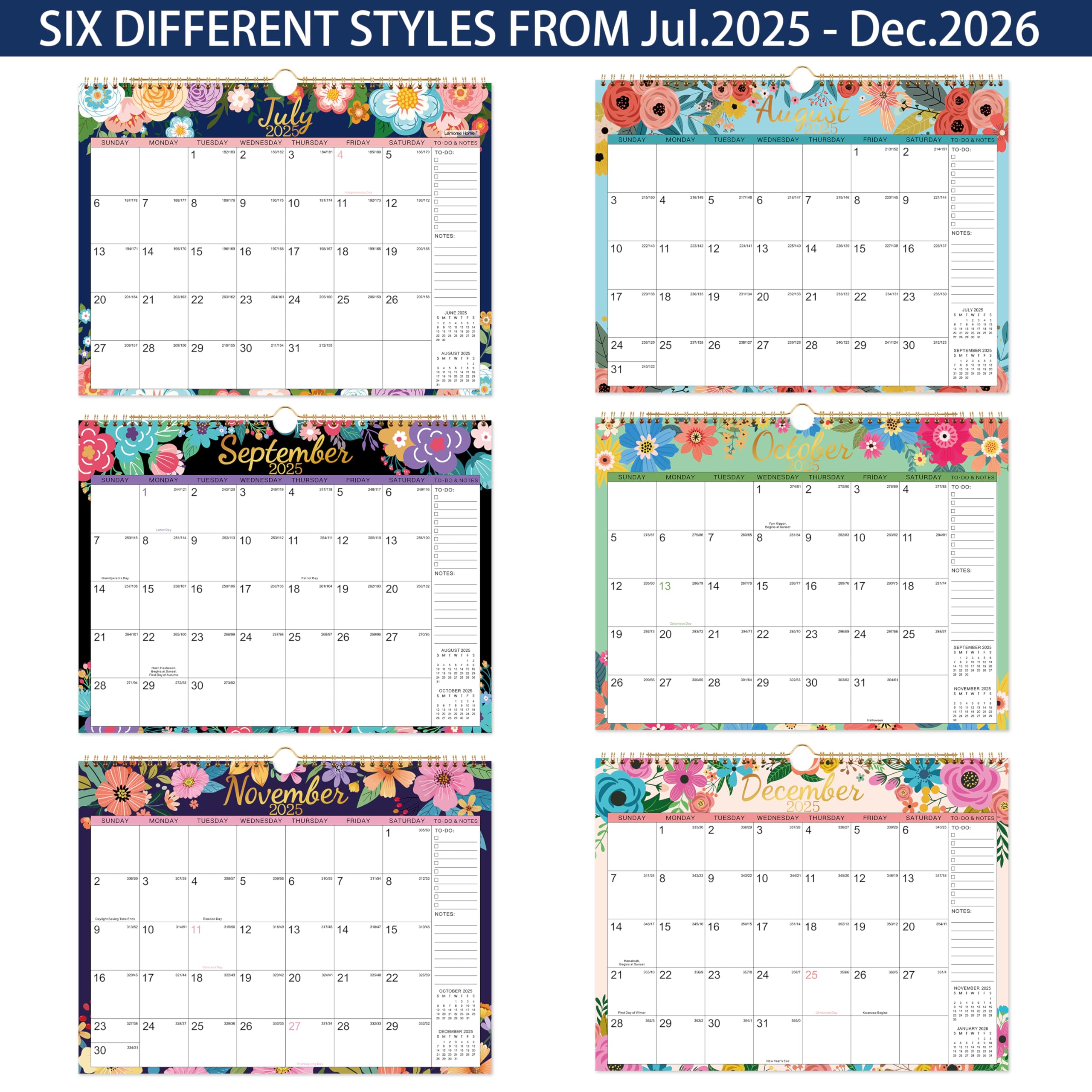 2025-2026 Wall Calendar - 18 Month Planner from July 2025 to December 2026, 15