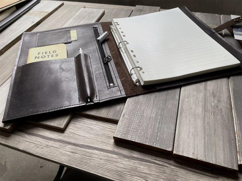 Refillable Leather Notebook Journal with Zipper - Dark Coffee Color for Writing, Sketching & Travel - Perfect Gift for Writers & Artists