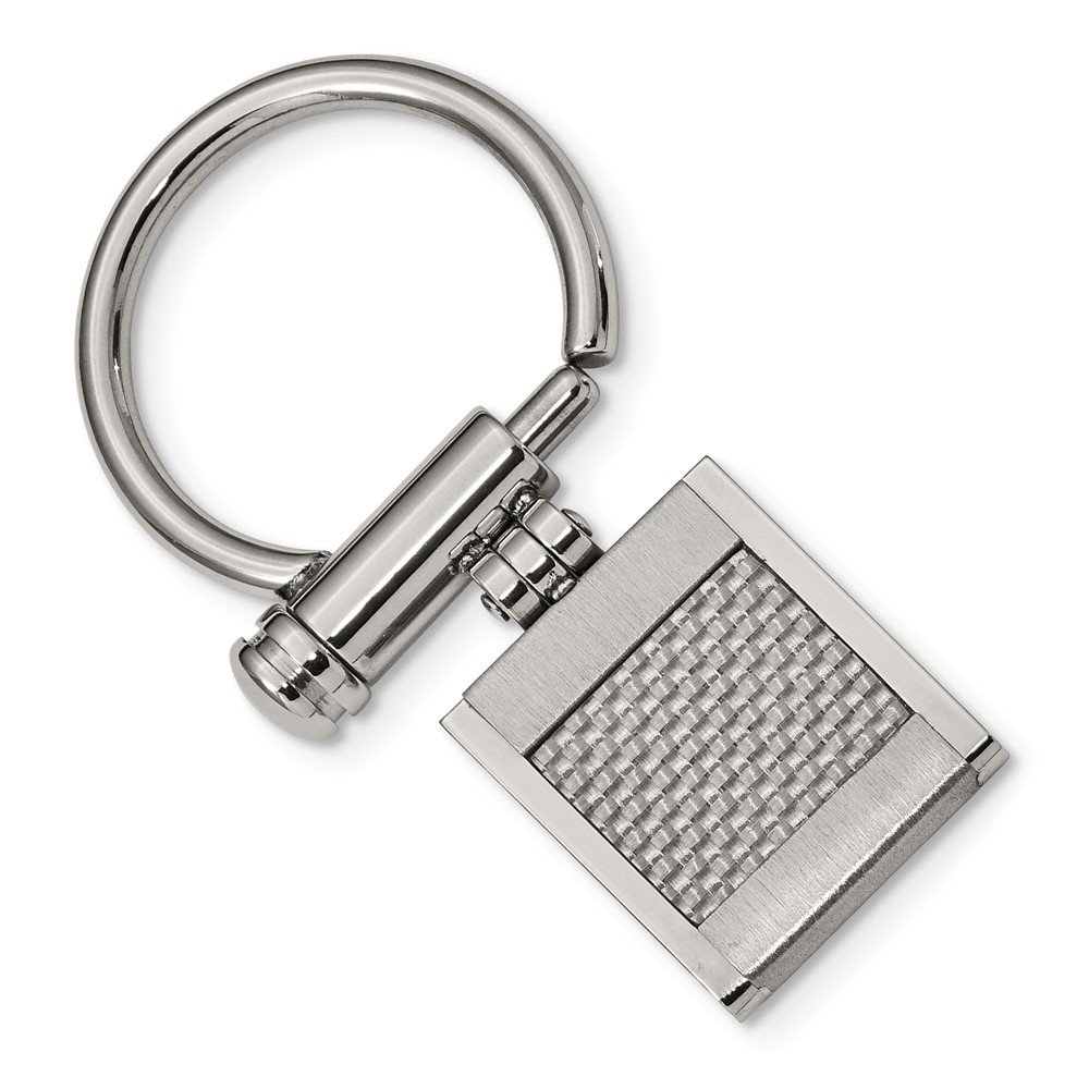 Black Carbon Fiber Keychain for Men - Durable Stainless Steel Gift for Everyday Use