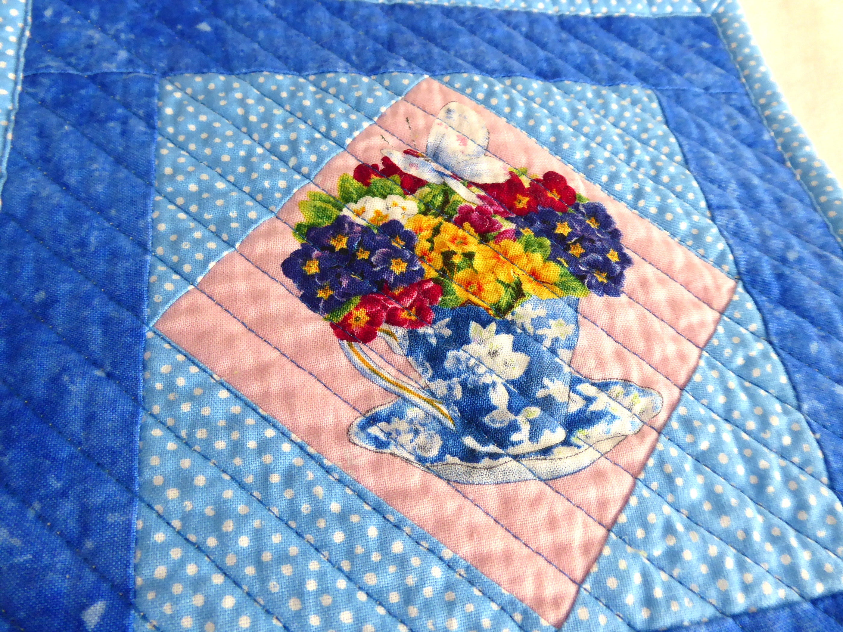 Handmade Padded Teacup Themed Potholders Set of 2 - Blue & Pink Kitchen Mitts for Hot Dishes, Oven & Grilling - Supports Animal Charity | Perfect for Baking, Cooking & Serving Hot Meals