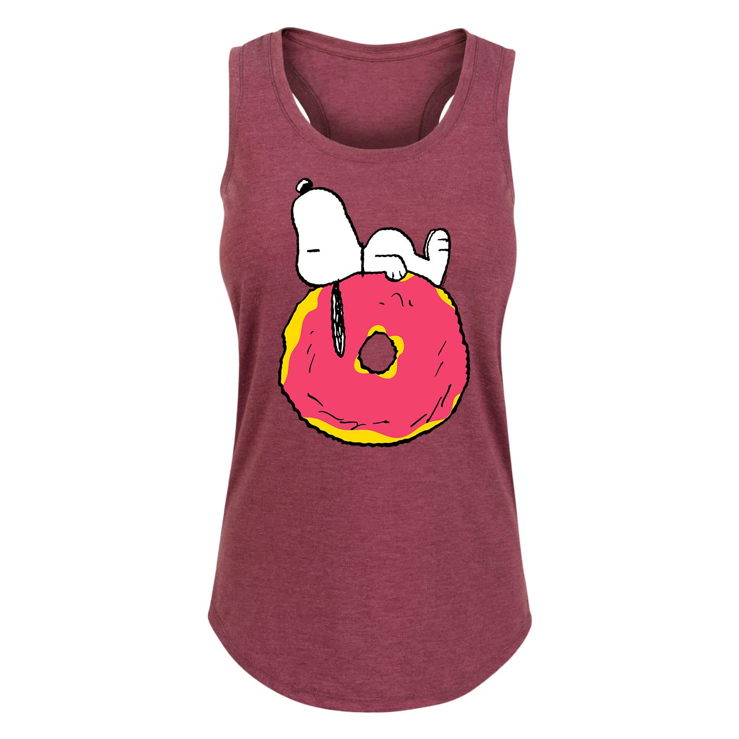 Peanuts Lazy Snoopy Women's Racerback Tank Top - Soft & Comfortable Hybrid Apparel - Perfect for Summer, Casual Wear & Lounge